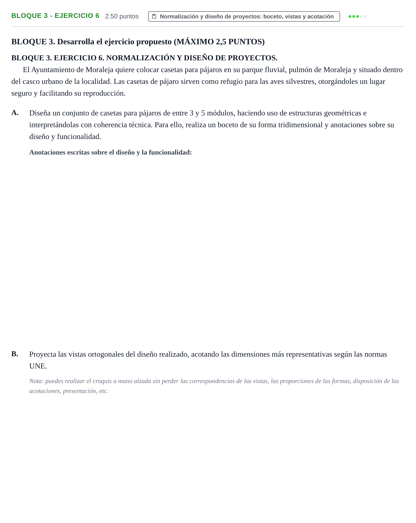 Enunciado: Bloque 3 - Ejercicio 6 · Dibujo Técnico Aplicado a las Artes Plásticas y al Diseño PAU Extremadura Extraordinaria 2025