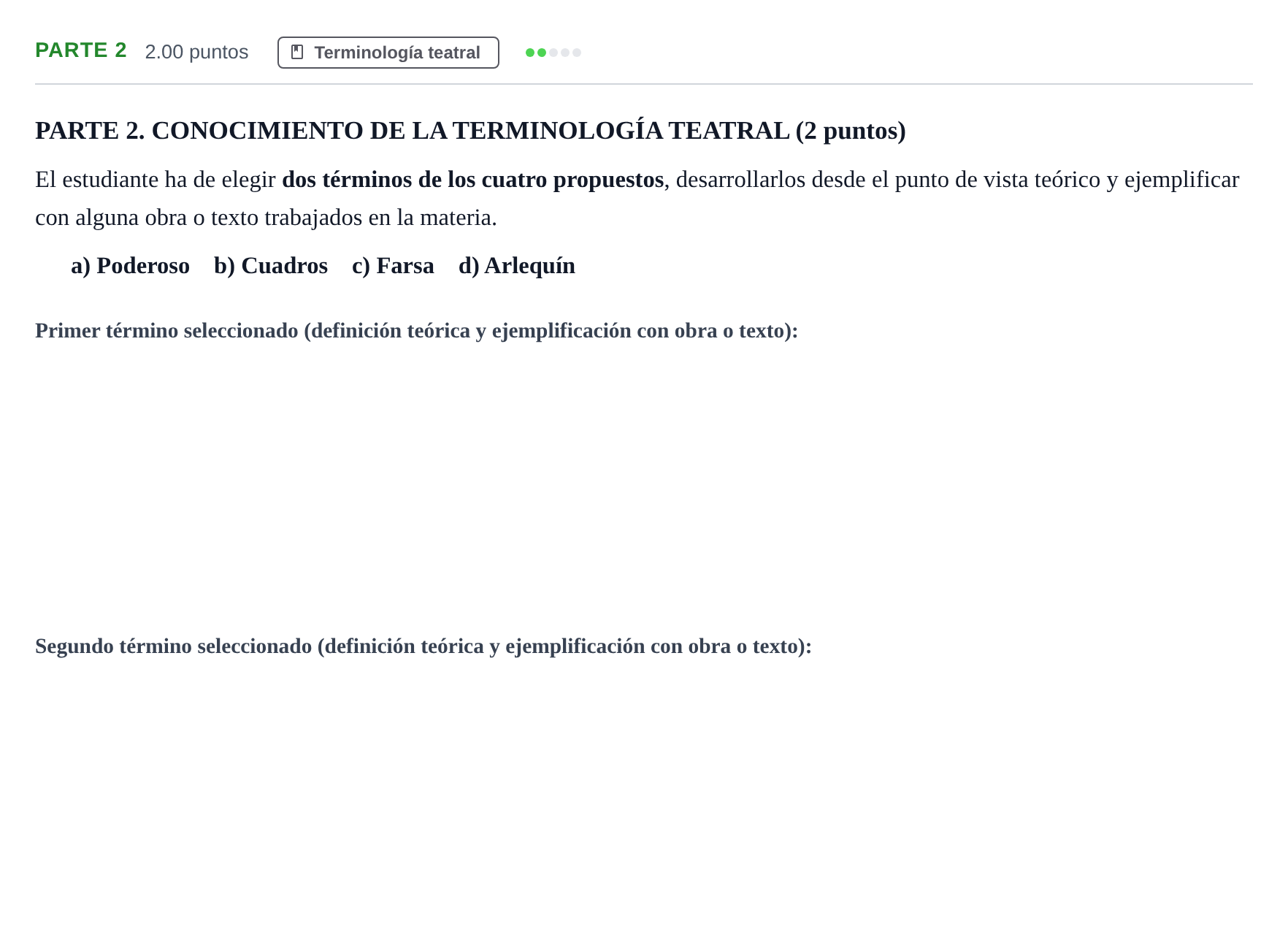 Enunciado: Ejercicio Parte 2 · Literatura Dramática PAU Extremadura Ordinaria 2025