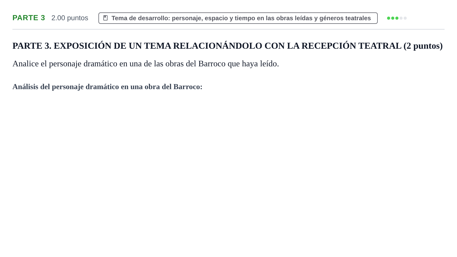 Enunciado: Ejercicio Parte 3 · Literatura Dramática PAU Extremadura Ordinaria 2025