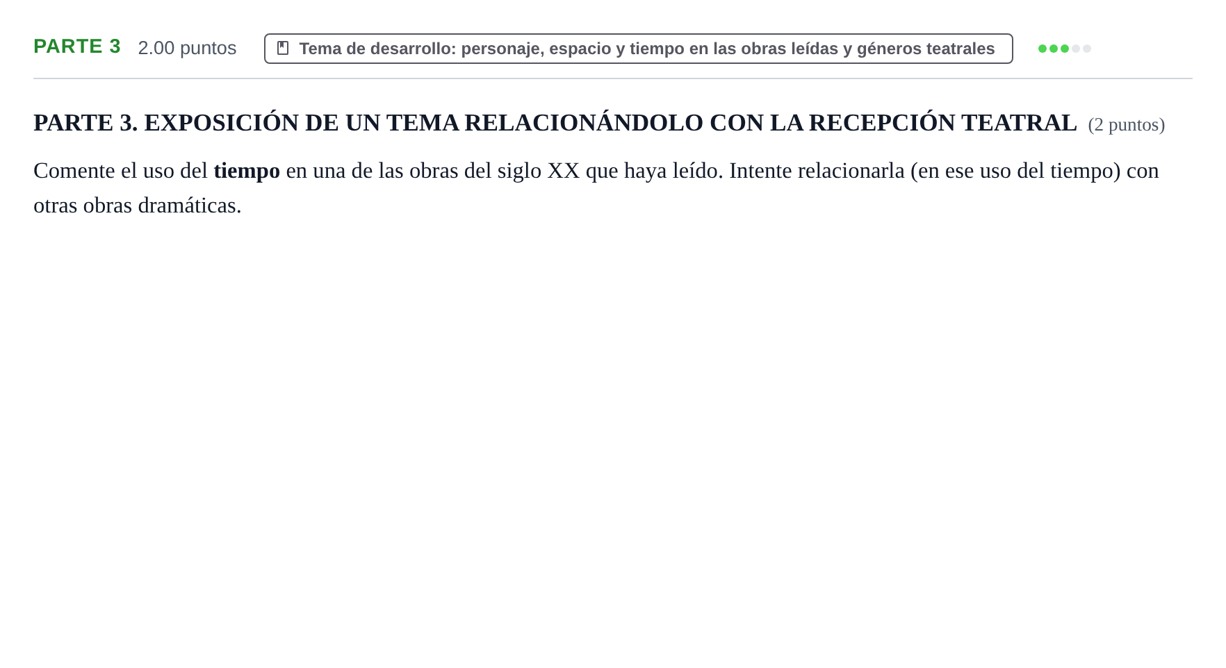 Enunciado: Ejercicio Parte 3 · Literatura Dramática PAU Extremadura Extraordinaria 2025
