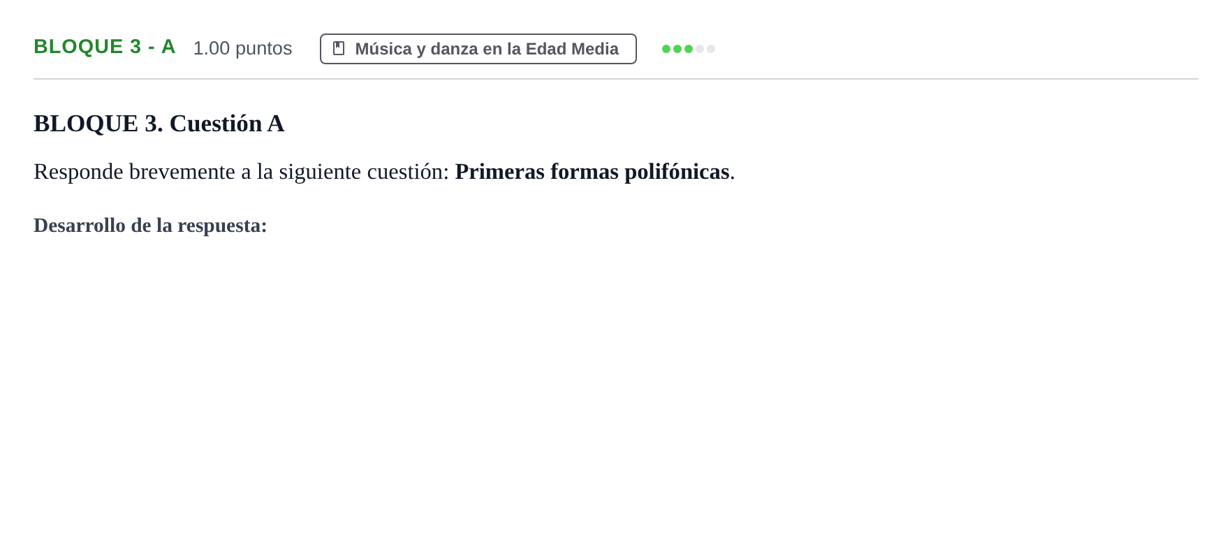 Enunciado: Bloque 3 - A · Historia de la Música y de la Danza PAU Extremadura Extraordinaria 2025