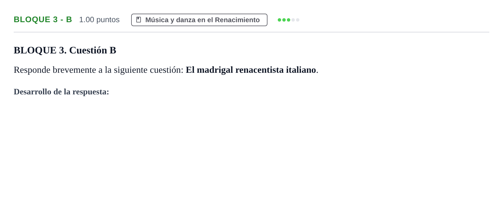 Enunciado: Bloque 3 - B · Historia de la Música y de la Danza PAU Extremadura Extraordinaria 2025