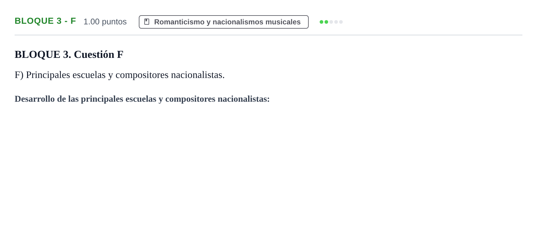 Enunciado: Bloque 3 - F · Historia de la Música y de la Danza PAU Extremadura Extraordinaria 2025
