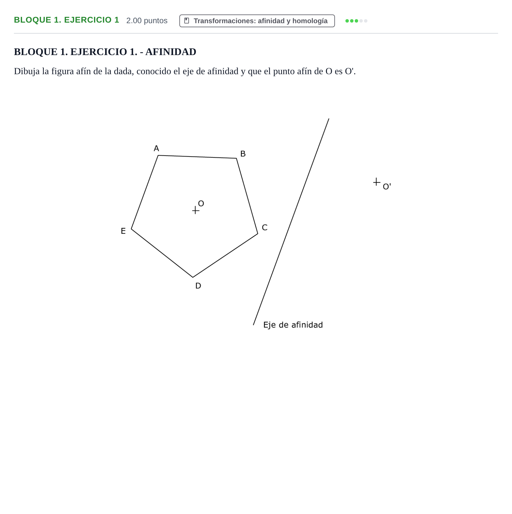 Enunciado: Bloque 1. Ejercicio 1 · Dibujo técnico II PAU Extremadura Ordinaria 2024
