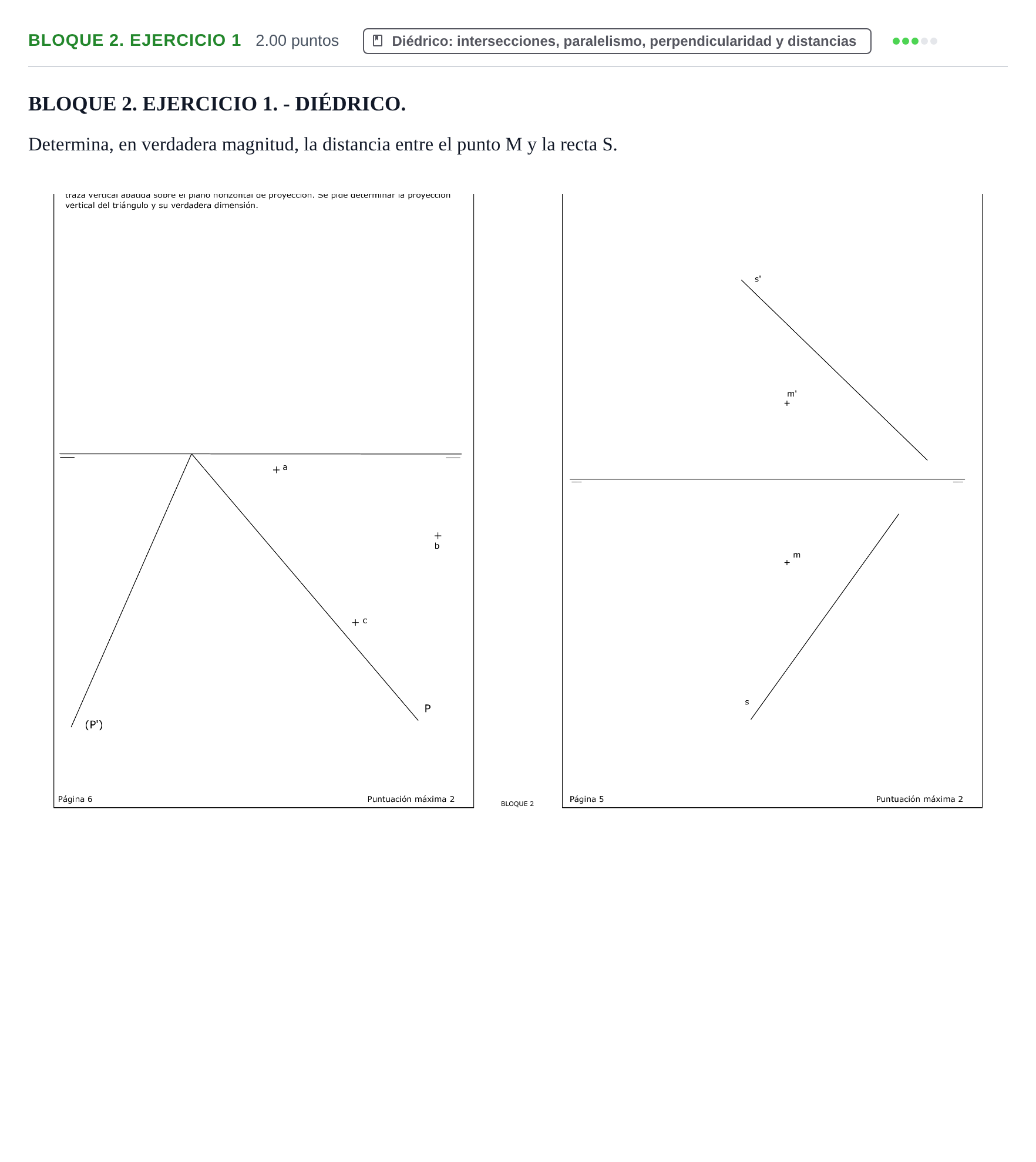 Enunciado: Bloque 2. Ejercicio 1 · Dibujo técnico II PAU Extremadura Ordinaria 2024