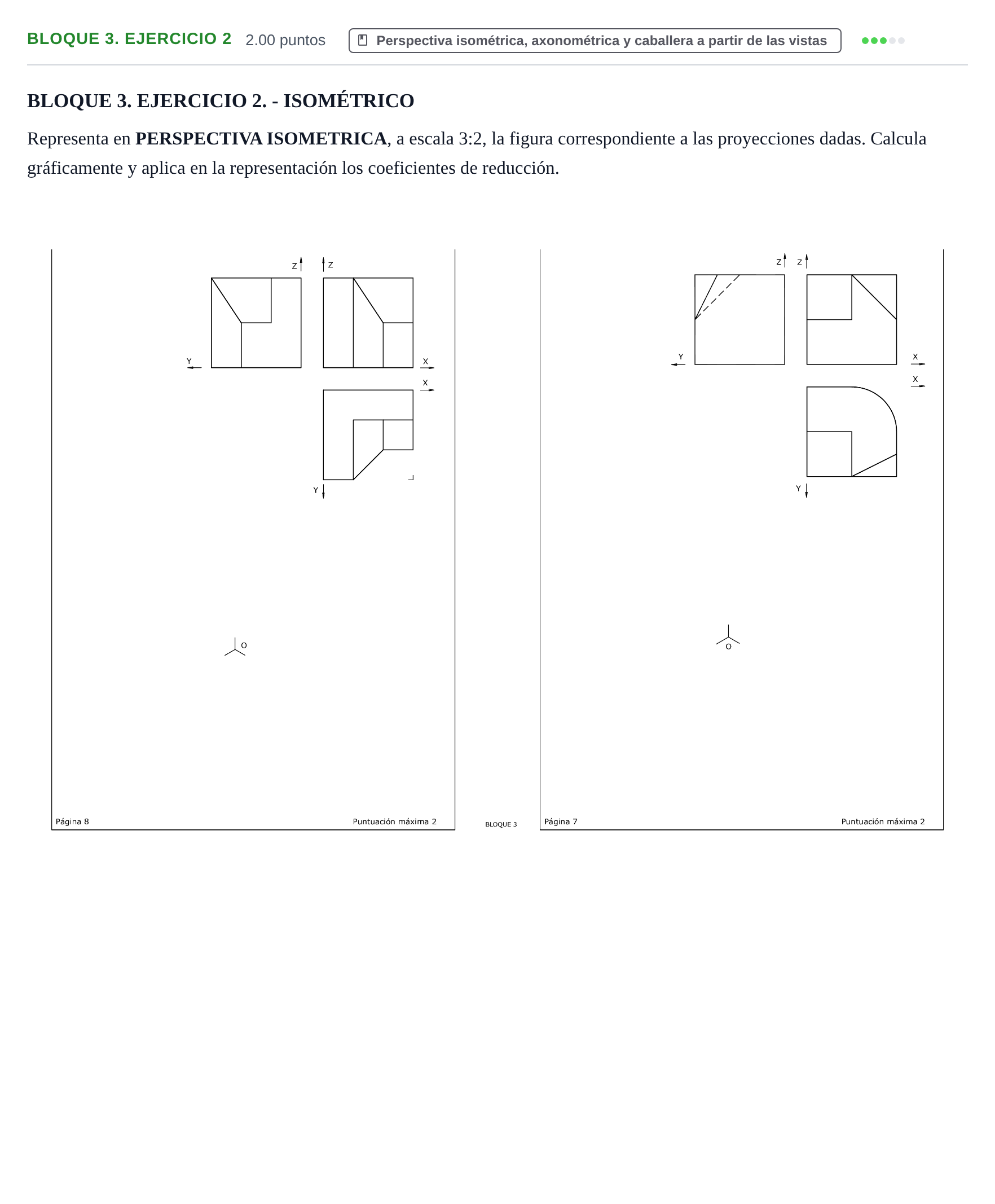 Enunciado: Bloque 3. Ejercicio 2 · Dibujo técnico II PAU Extremadura Ordinaria 2024