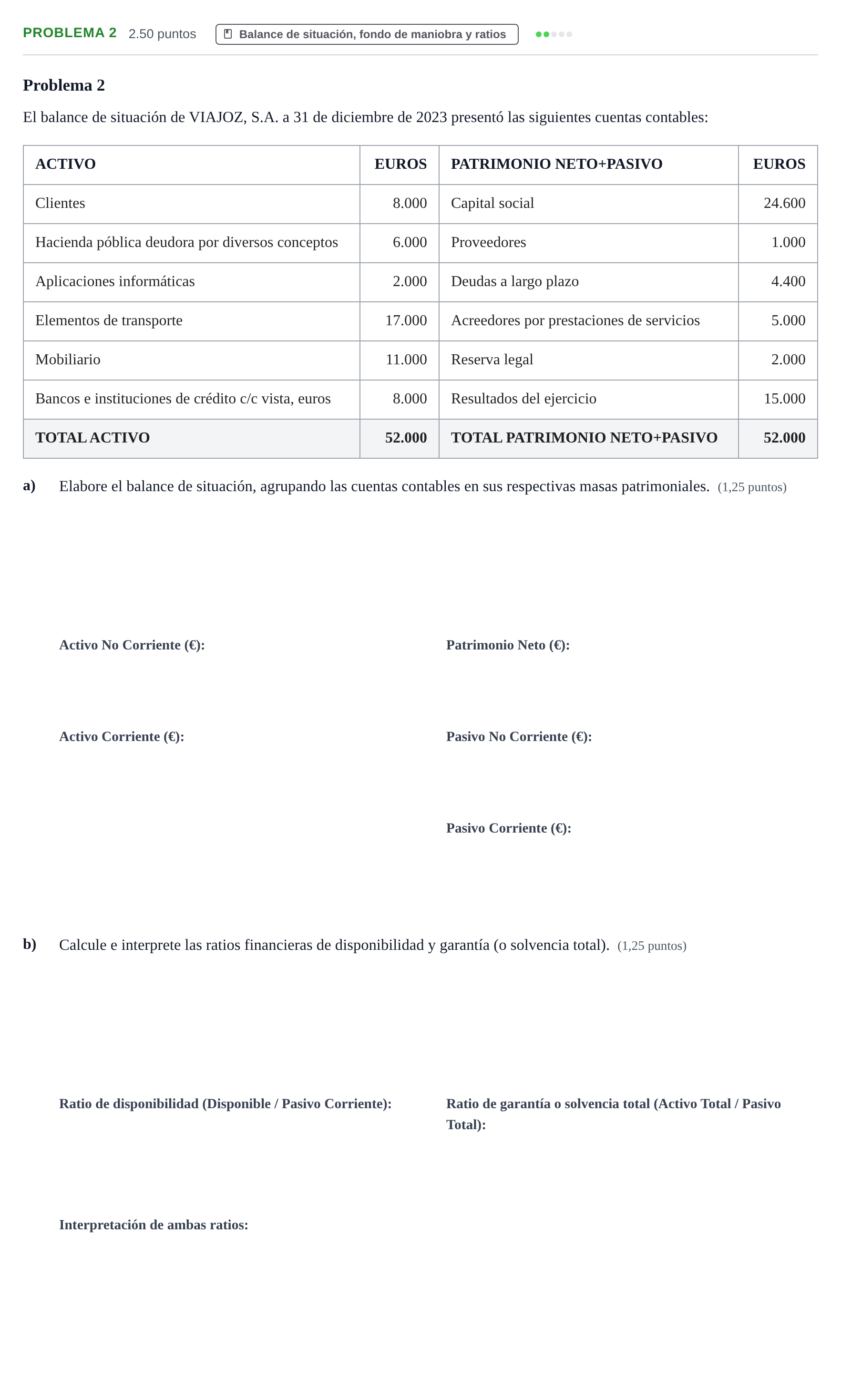 Enunciado: Problema 2 · Empresa y Diseño de Modelos de Negocio PAU Extremadura Ordinaria 2024