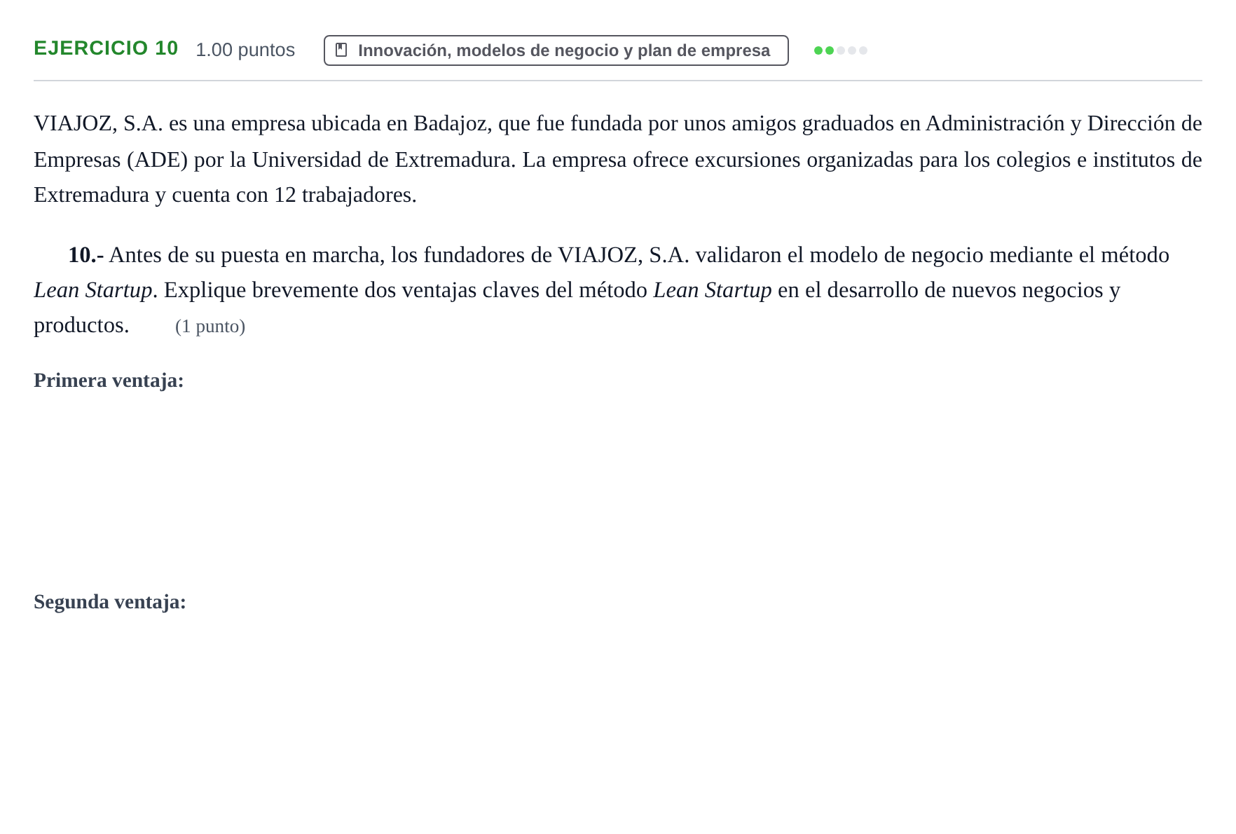 Enunciado: Problema 10 · Empresa y Diseño de Modelos de Negocio PAU Extremadura Ordinaria 2024