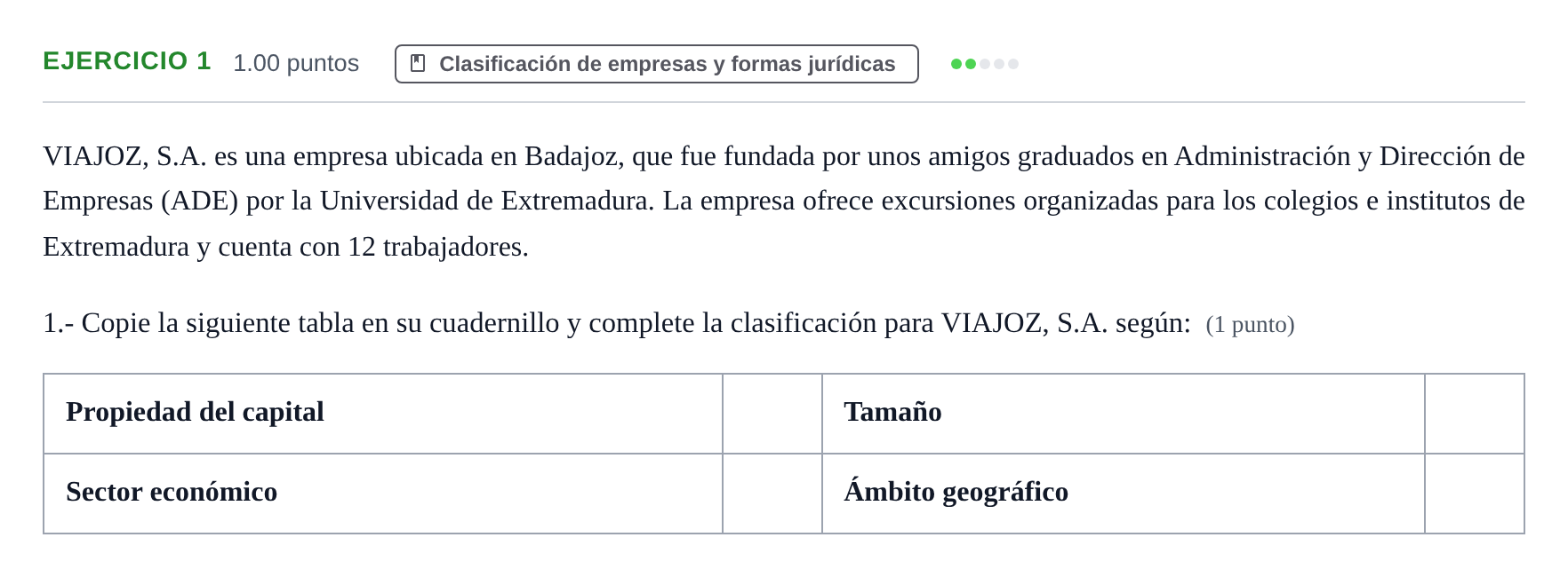 Enunciado: Problema 1 · Empresa y Diseño de Modelos de Negocio PAU Extremadura Ordinaria 2024