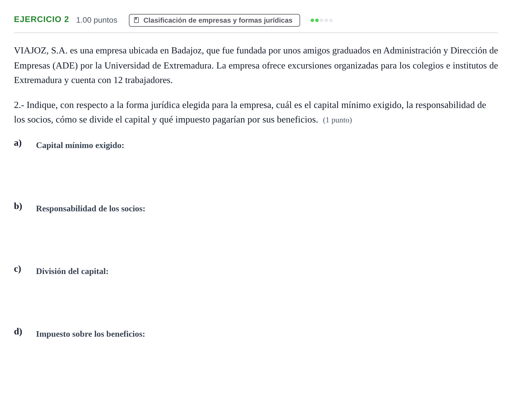 Enunciado: Problema 2 · Empresa y Diseño de Modelos de Negocio PAU Extremadura Ordinaria 2024