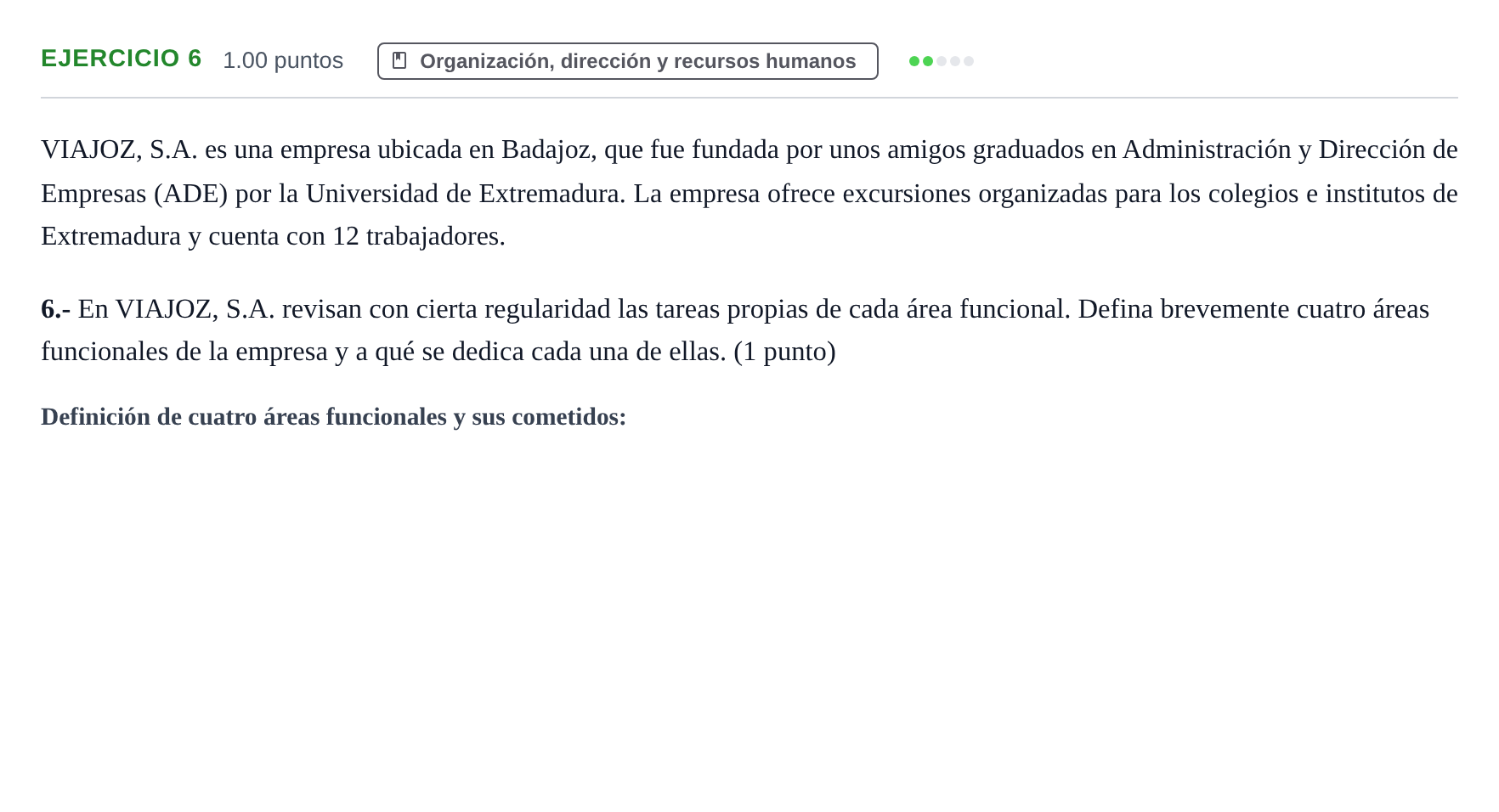 Enunciado: Problema 6 · Empresa y Diseño de Modelos de Negocio PAU Extremadura Ordinaria 2024