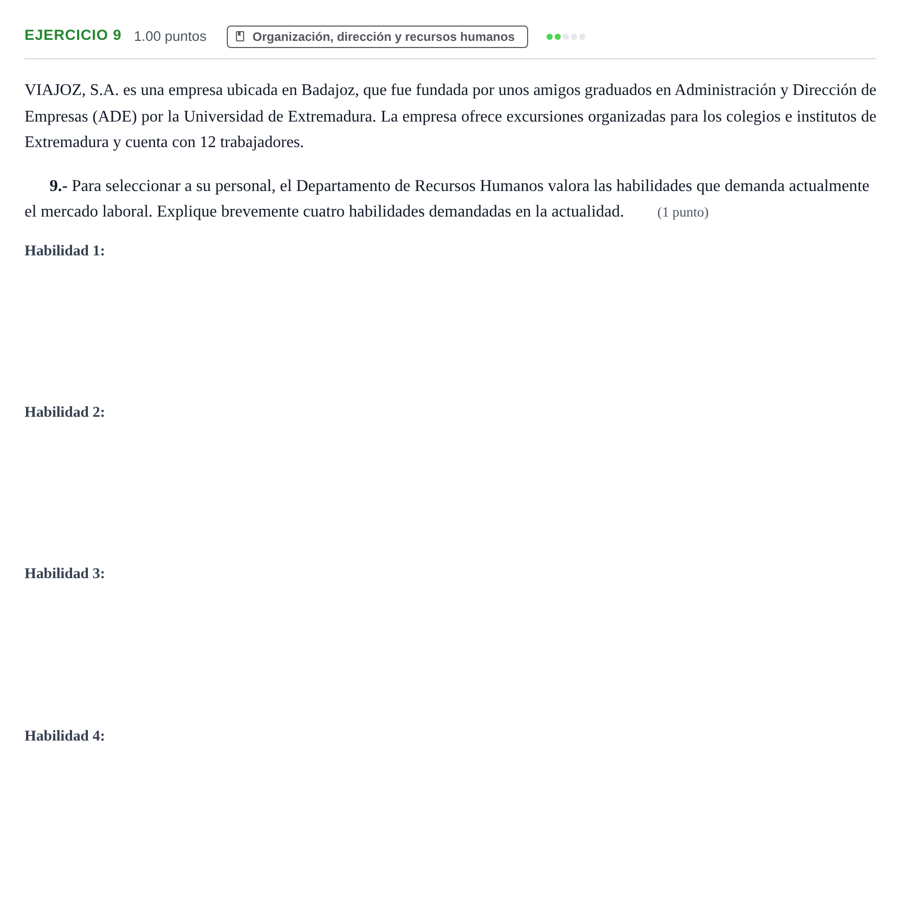 Enunciado: Problema 9 · Empresa y Diseño de Modelos de Negocio PAU Extremadura Ordinaria 2024