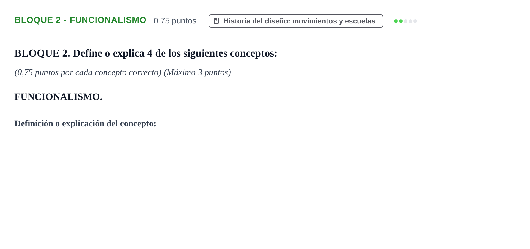 Enunciado: Bloque 2 - Funcionalismo · Diseño PAU Extremadura Ordinaria 2024