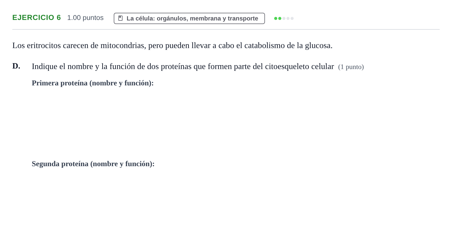 Enunciado: Ejercicio 6 - La célula · Biología PAU Extremadura Ordinaria 2024