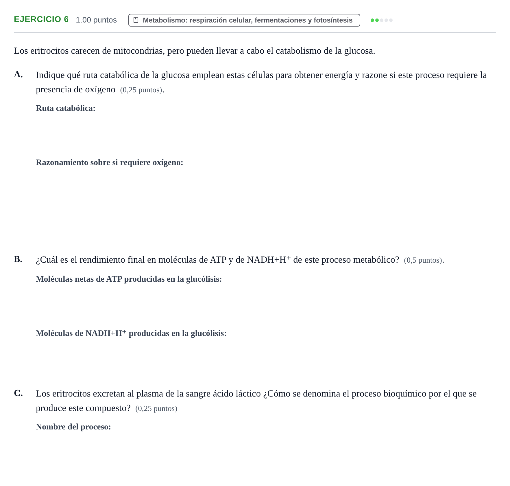 Enunciado: Ejercicio 6 - Metabolismo · Biología PAU Extremadura Ordinaria 2024