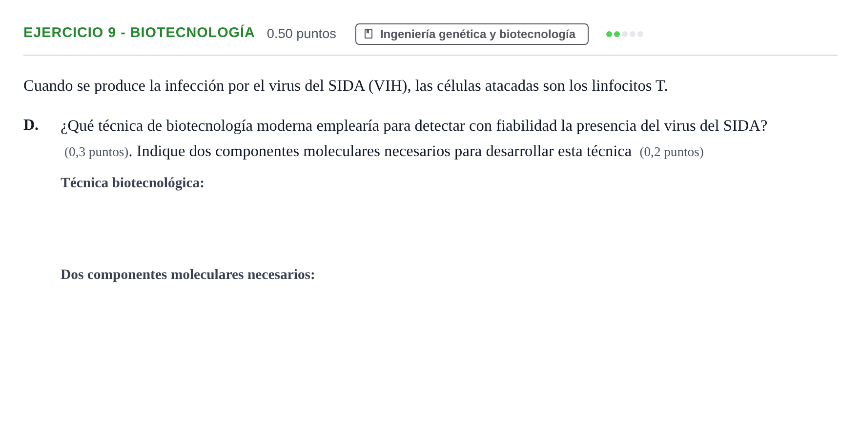 Enunciado: Ejercicio 9 - Biotecnología · Biología PAU Extremadura Ordinaria 2024