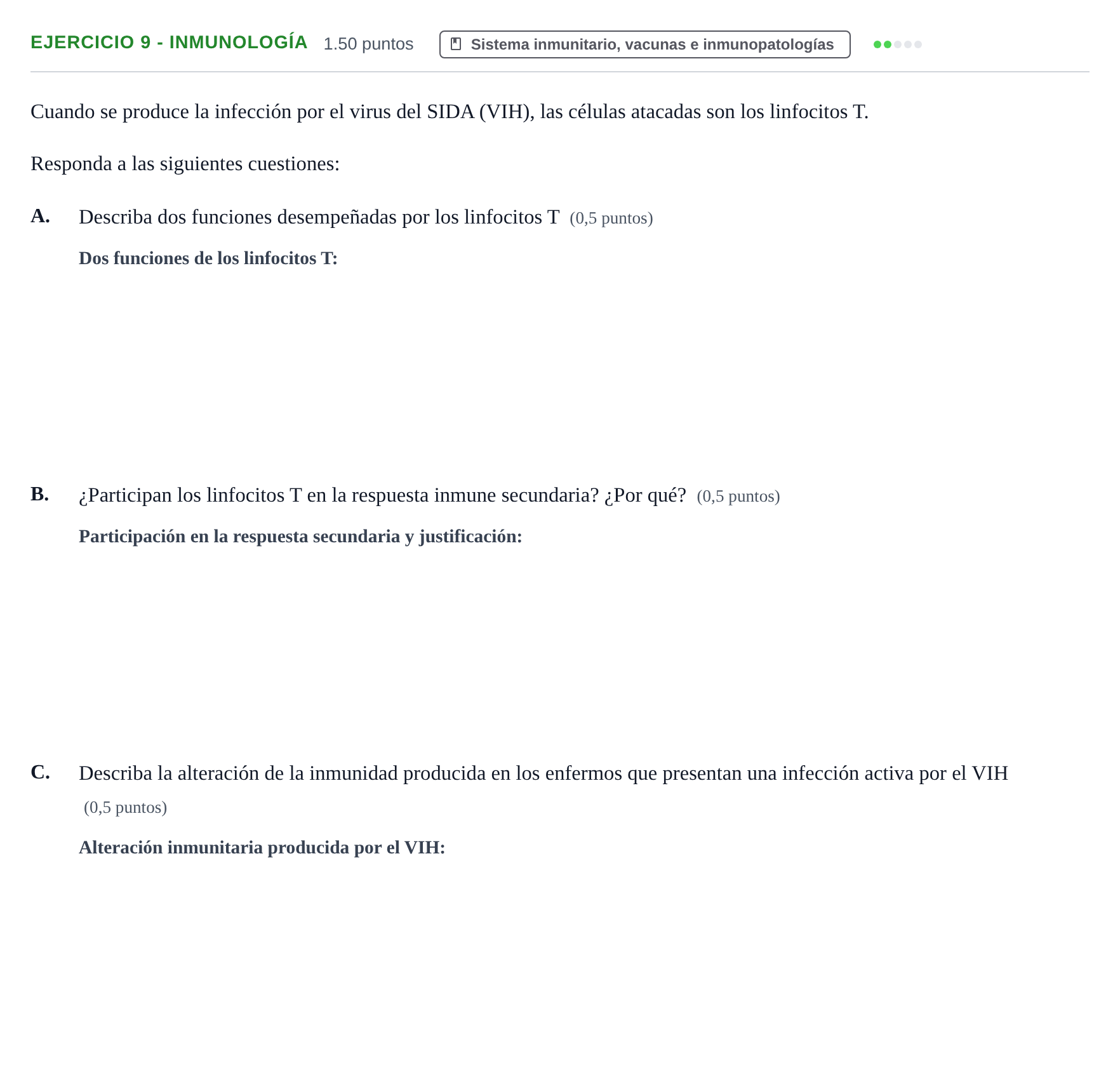Enunciado: Ejercicio 9 - Inmunología · Biología PAU Extremadura Ordinaria 2024