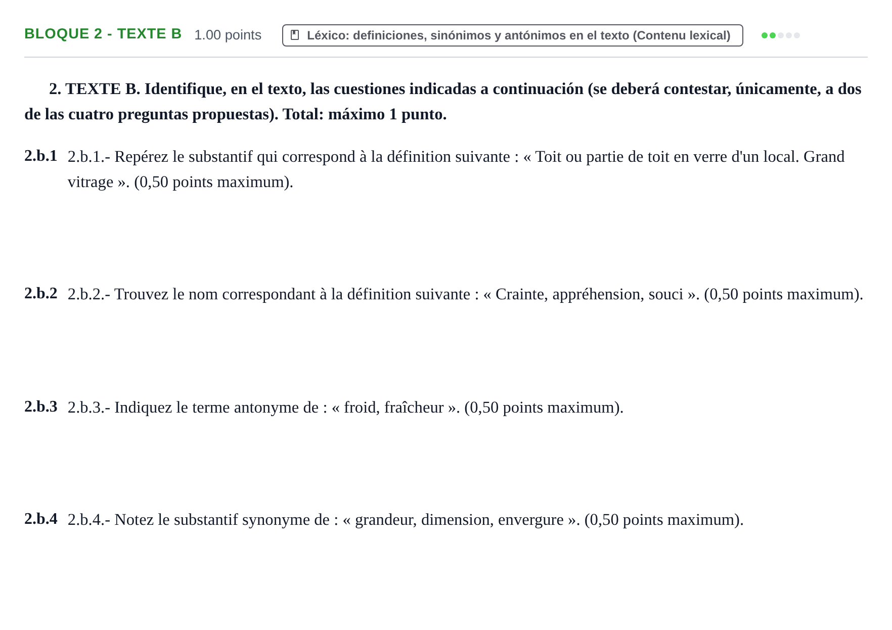Enunciado: Bloque 2 - Texte B · Francés PAU Extremadura Ordinaria 2024