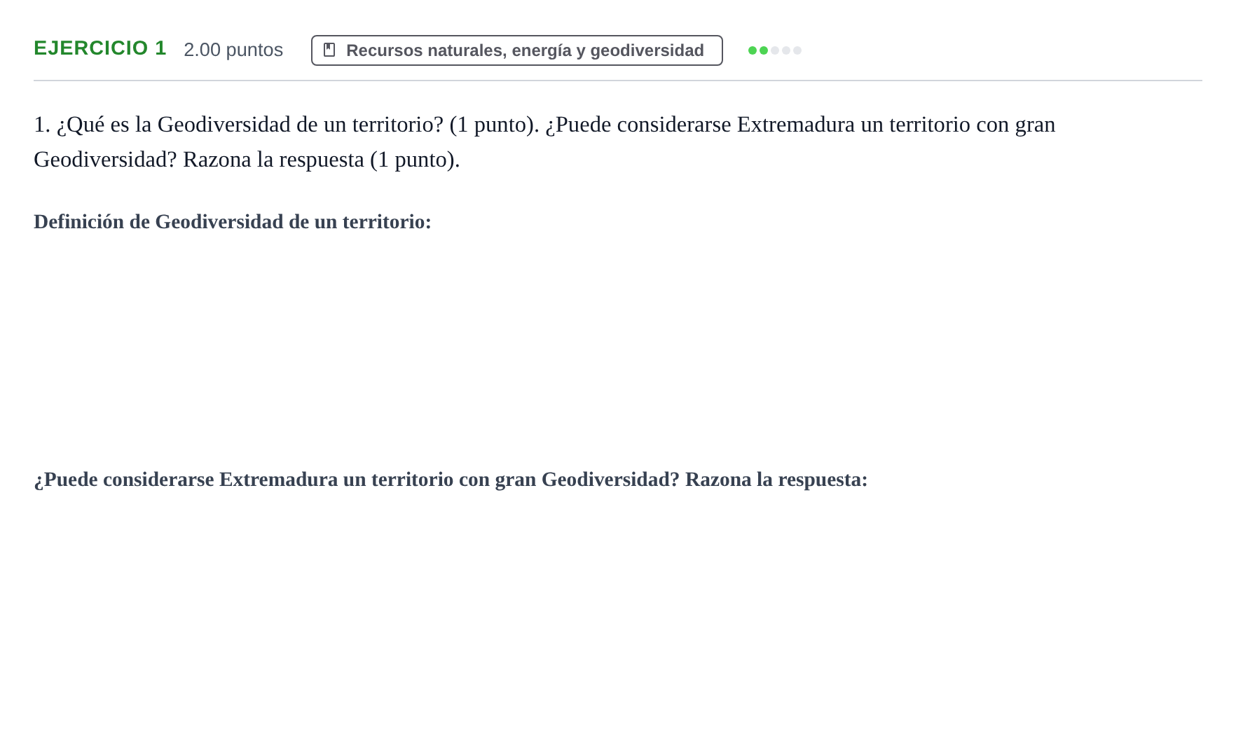 Enunciado: Problema 1 · Geología y Ciencias Ambientales PAU Extremadura Ordinaria 2024