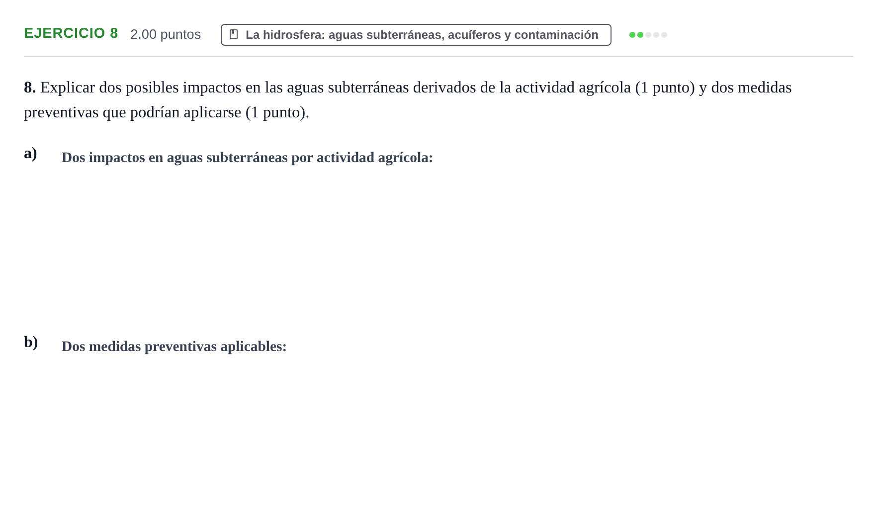 Enunciado: Problema 8 · Geología y Ciencias Ambientales PAU Extremadura Ordinaria 2024