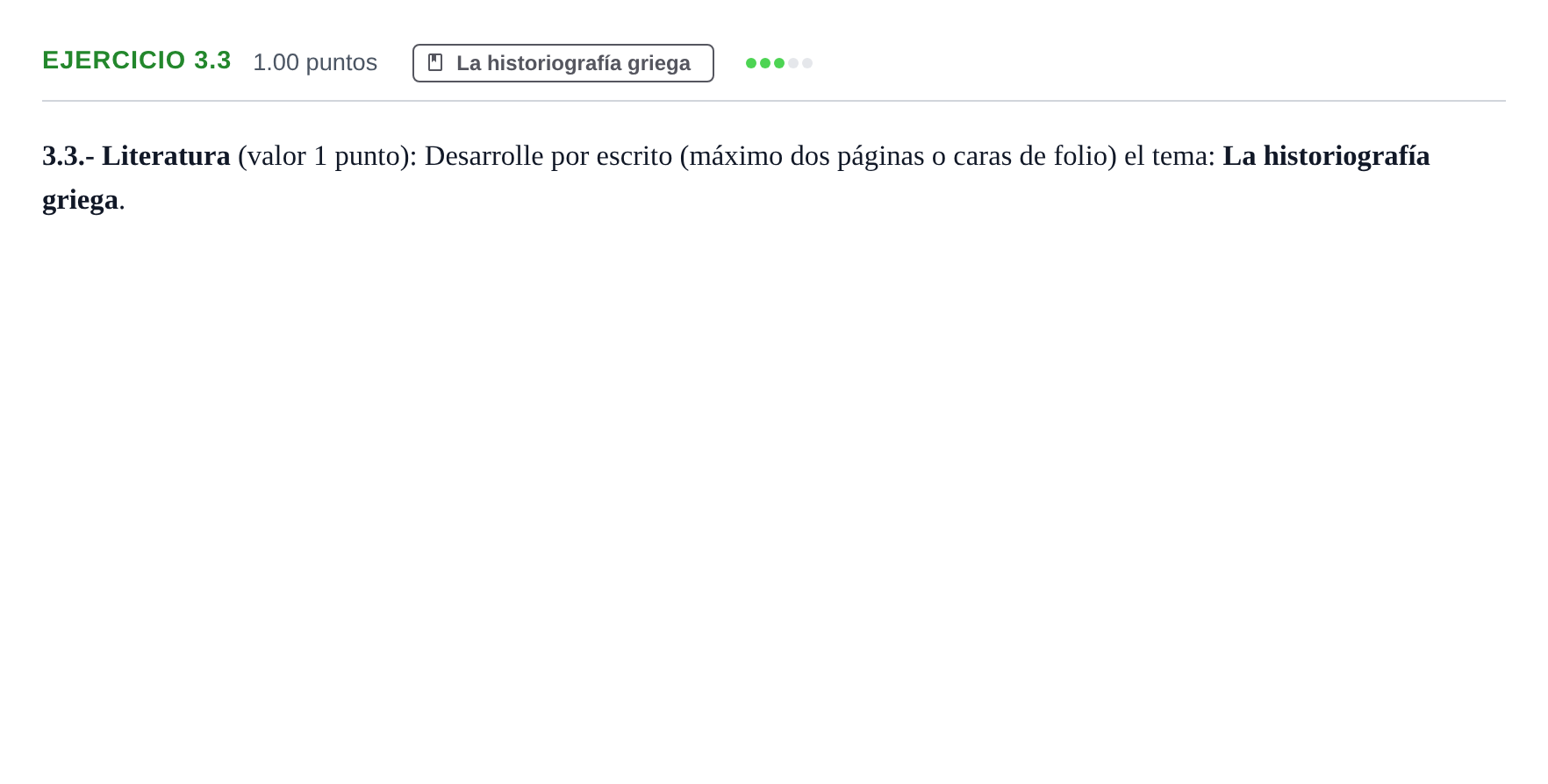 Enunciado: Ejercicio 3.3 · Griego II PAU Extremadura Ordinaria 2024