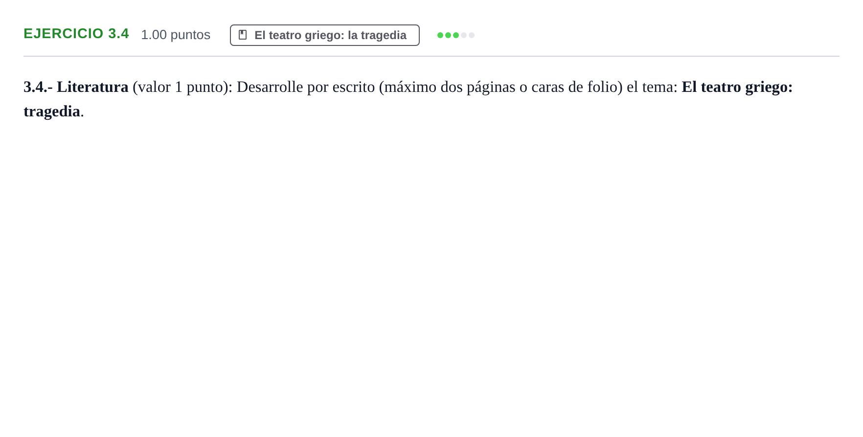 Enunciado: Ejercicio 3.4 · Griego II PAU Extremadura Ordinaria 2024