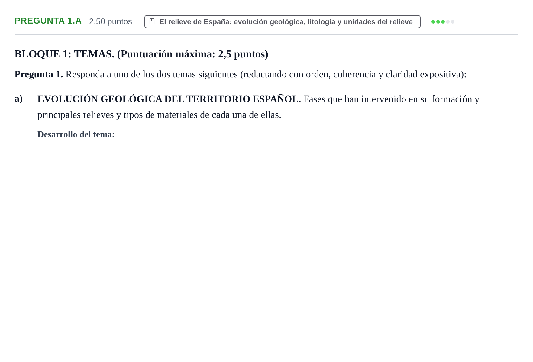 Enunciado: Pregunta 1.a · Geografía PAU Extremadura Ordinaria 2024