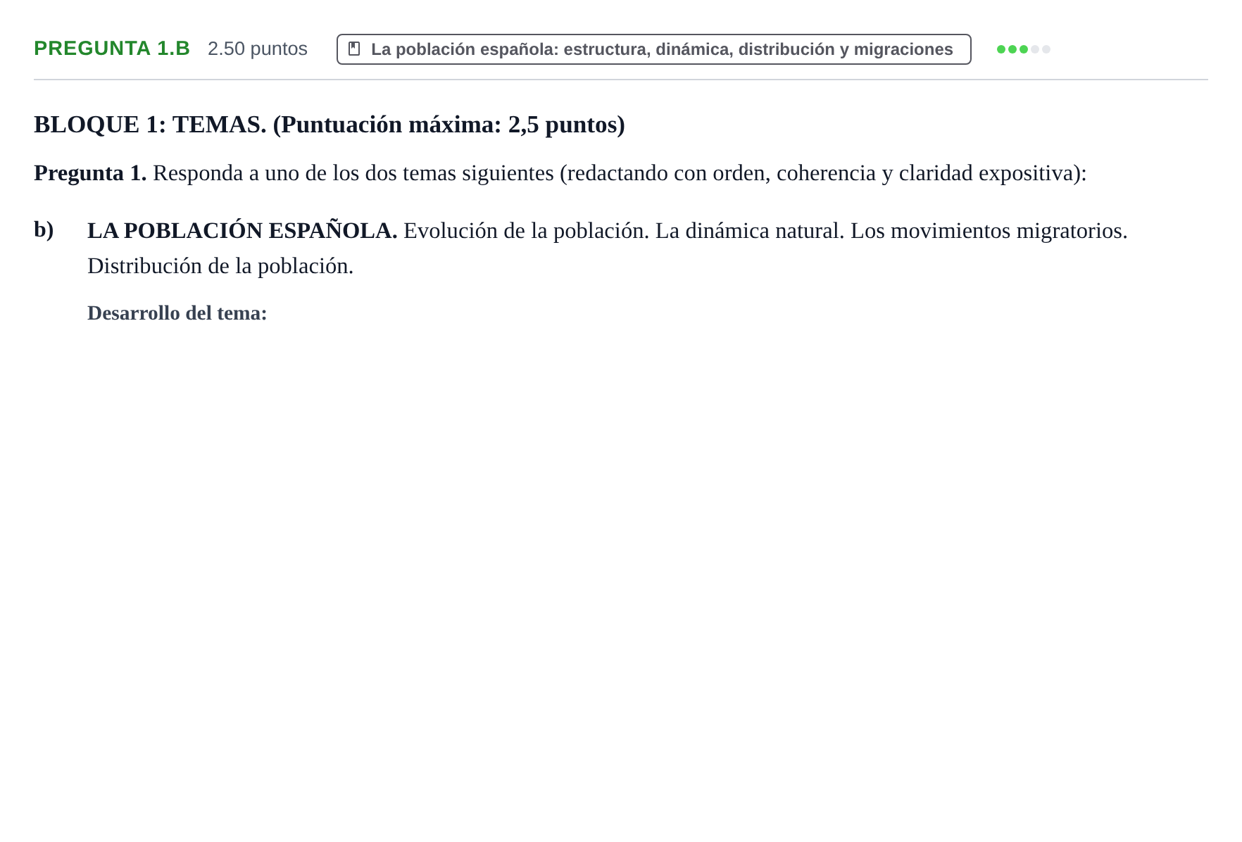 Enunciado: Pregunta 1.b · Geografía PAU Extremadura Ordinaria 2024