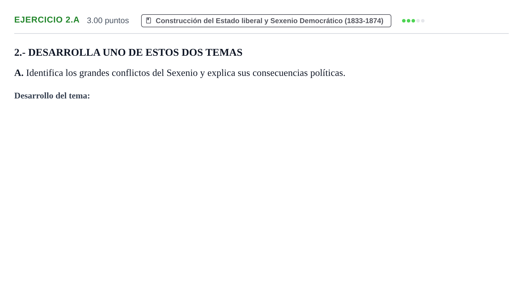 Enunciado: Ejercicio 2.A · Historia de España PAU Extremadura Ordinaria 2024