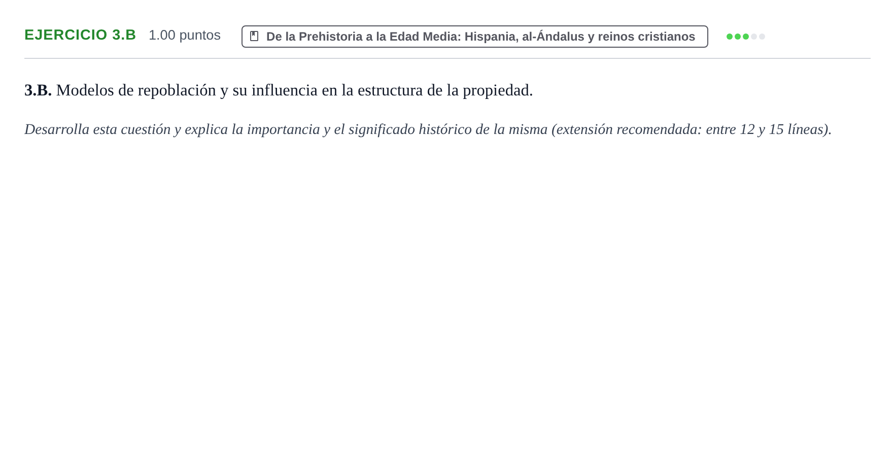 Enunciado: Ejercicio 3.B · Historia de España PAU Extremadura Ordinaria 2024