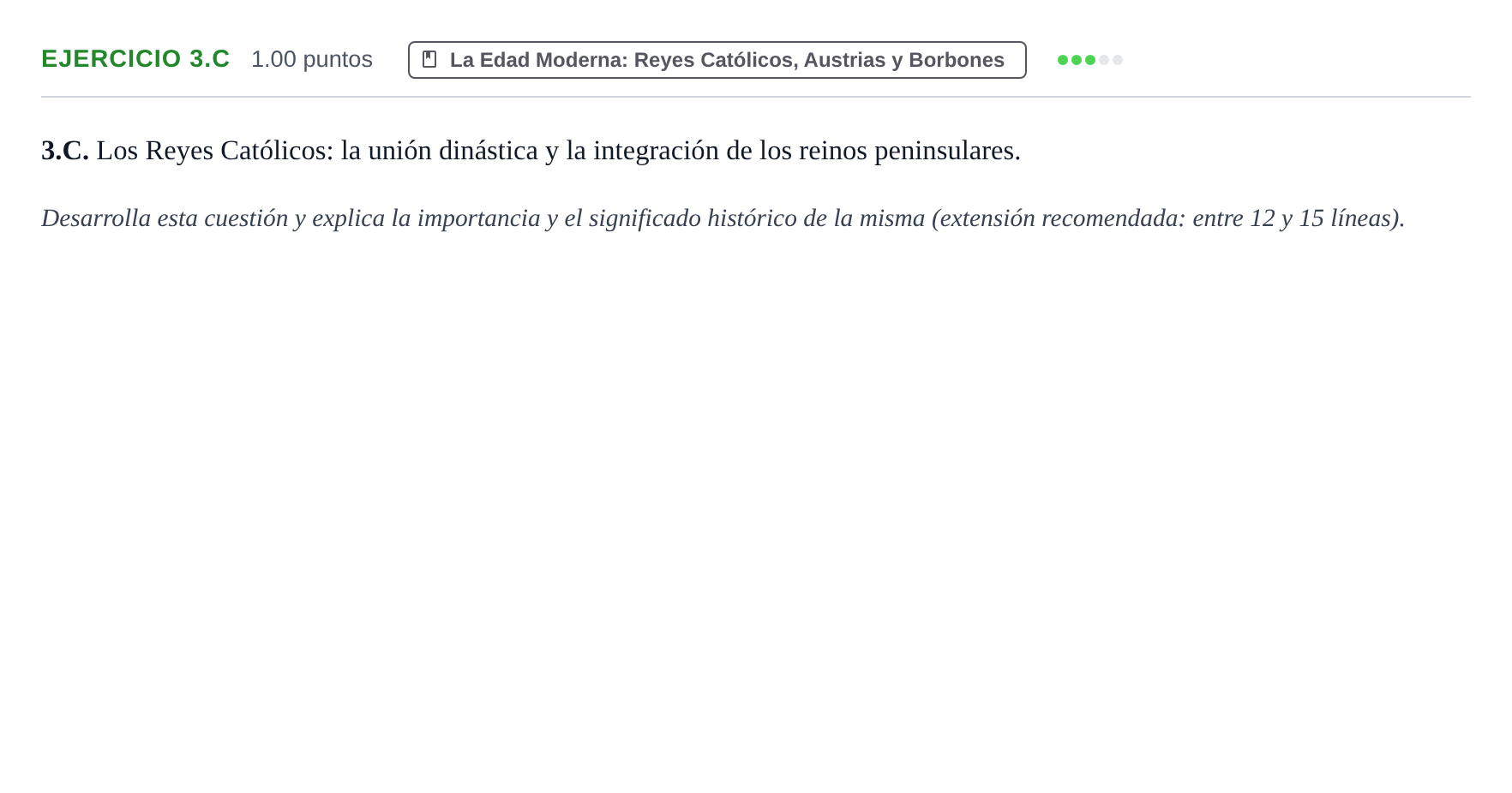 Enunciado: Ejercicio 3.C · Historia de España PAU Extremadura Ordinaria 2024