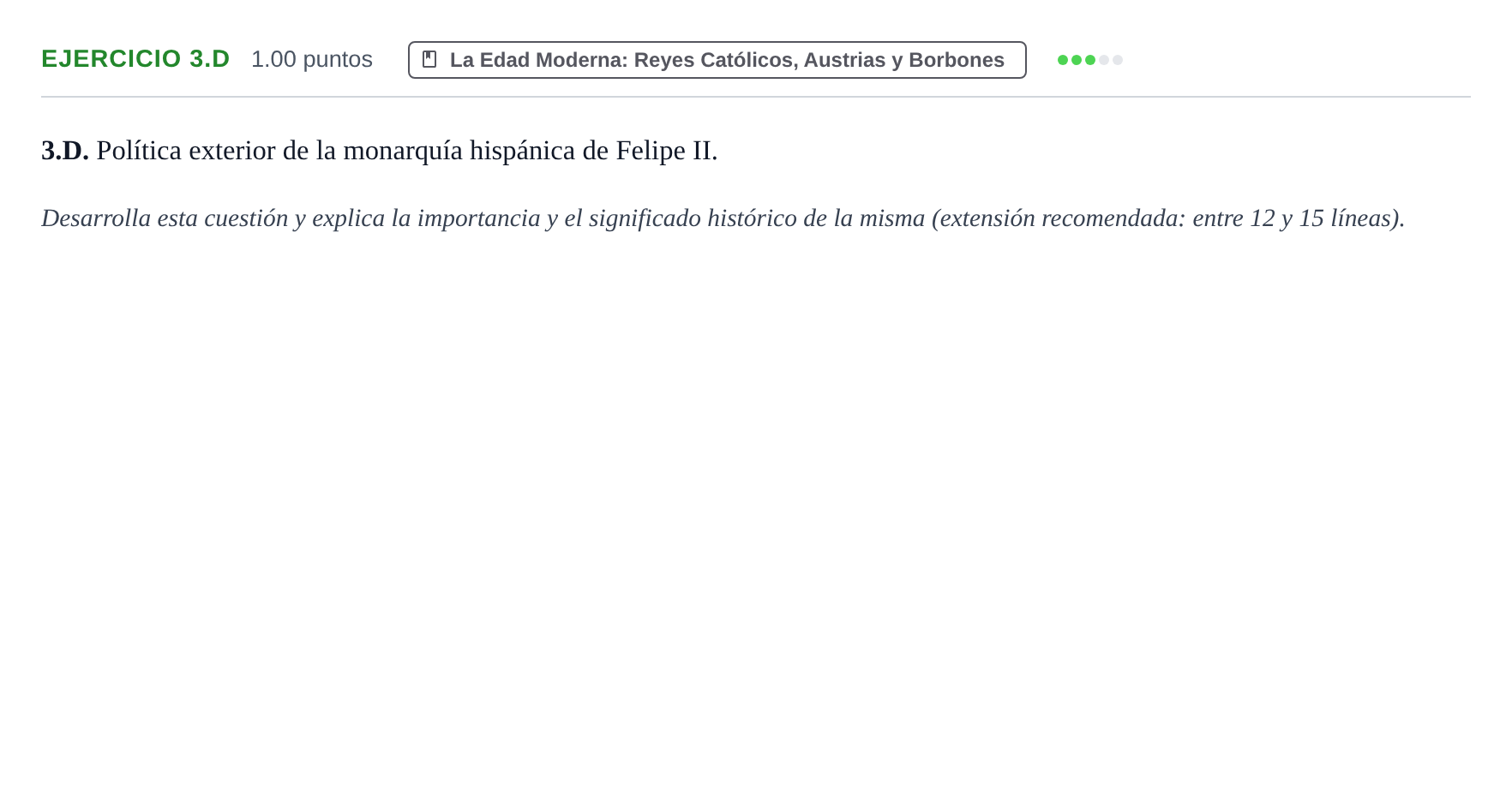 Enunciado: Ejercicio 3.D · Historia de España PAU Extremadura Ordinaria 2024