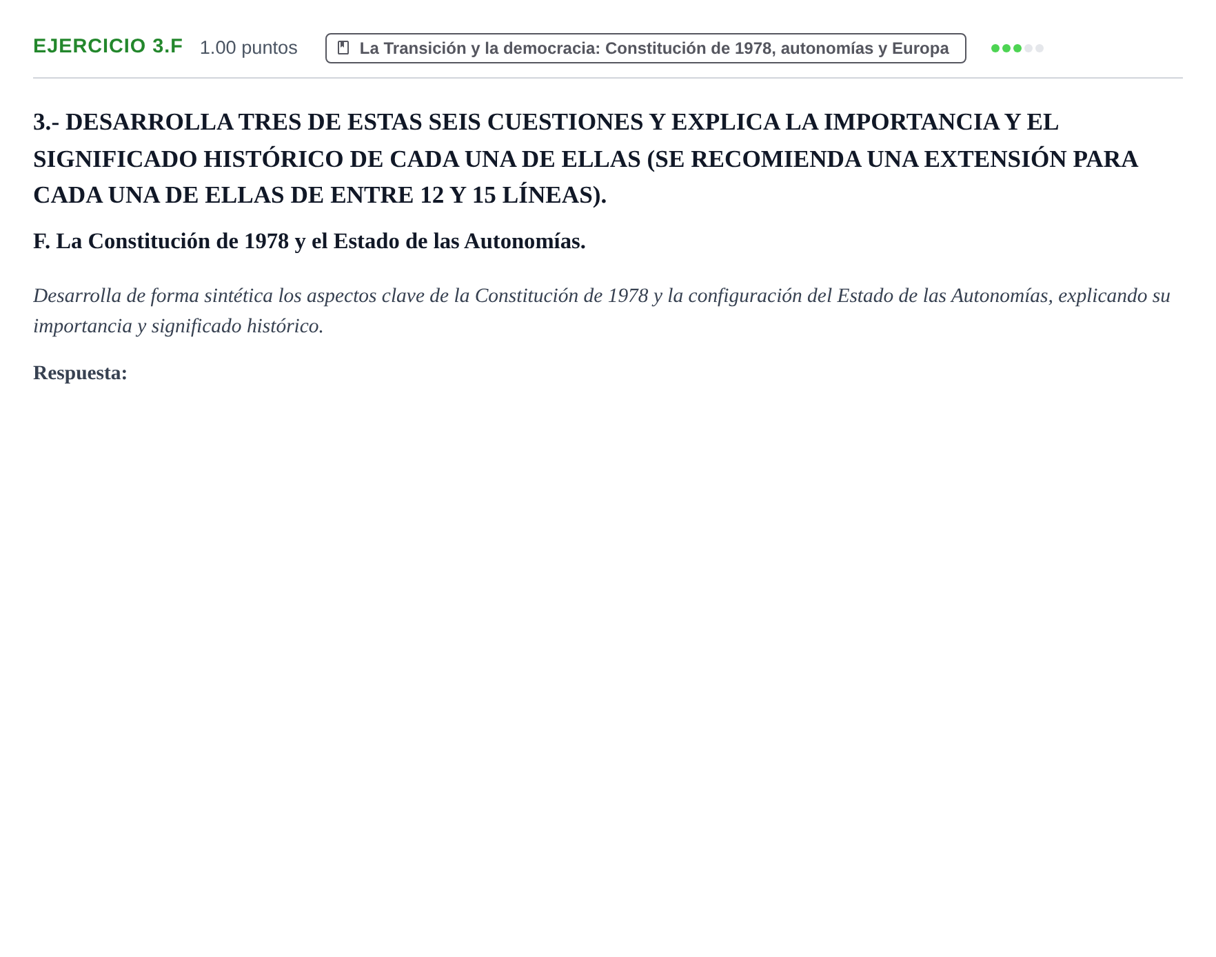 Enunciado: Ejercicio 3.F · Historia de España PAU Extremadura Ordinaria 2024