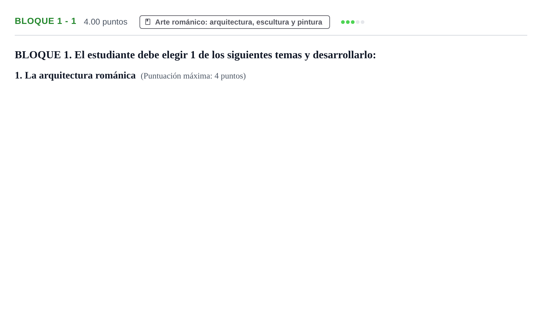 Enunciado: Bloque 1 - 1 · Historia del Arte PAU Extremadura Ordinaria 2024