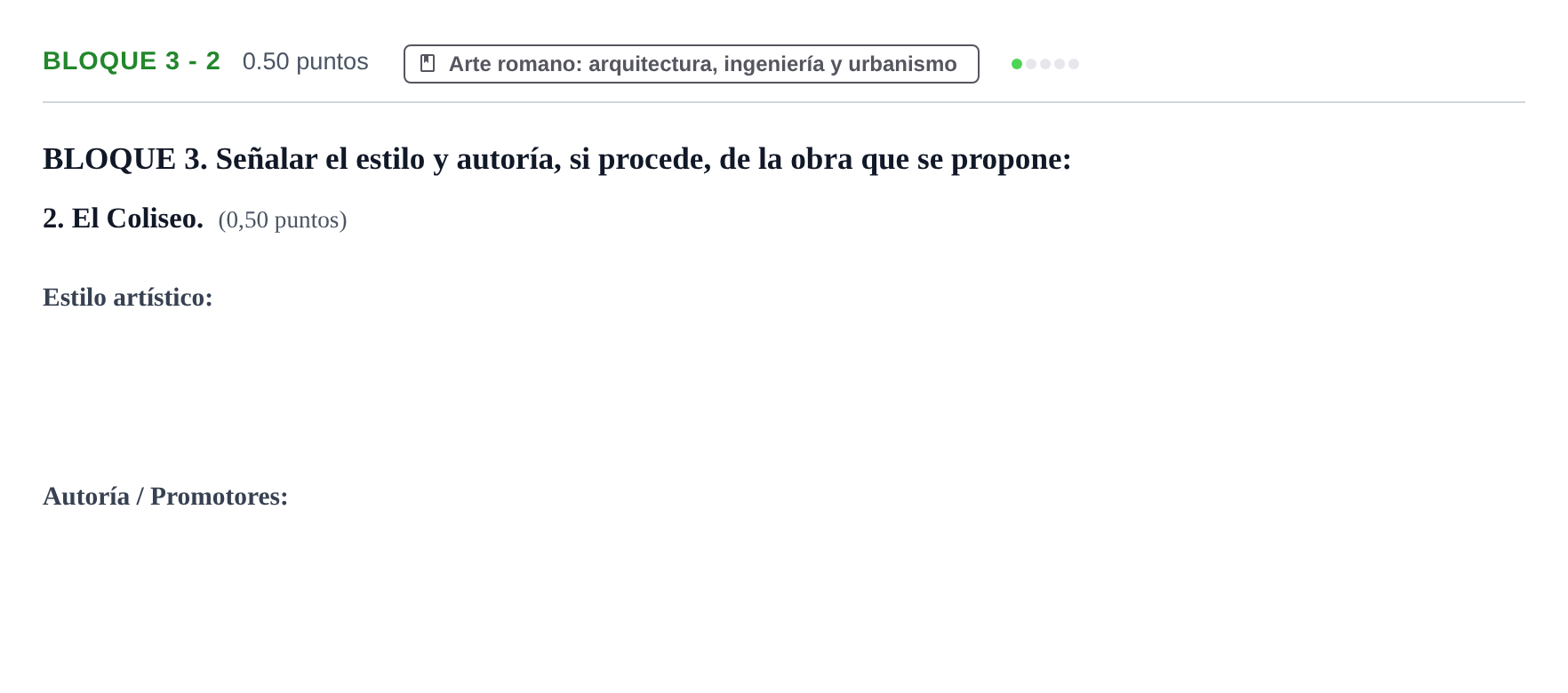 Enunciado: Bloque 3 - 2 · Historia del Arte PAU Extremadura Ordinaria 2024