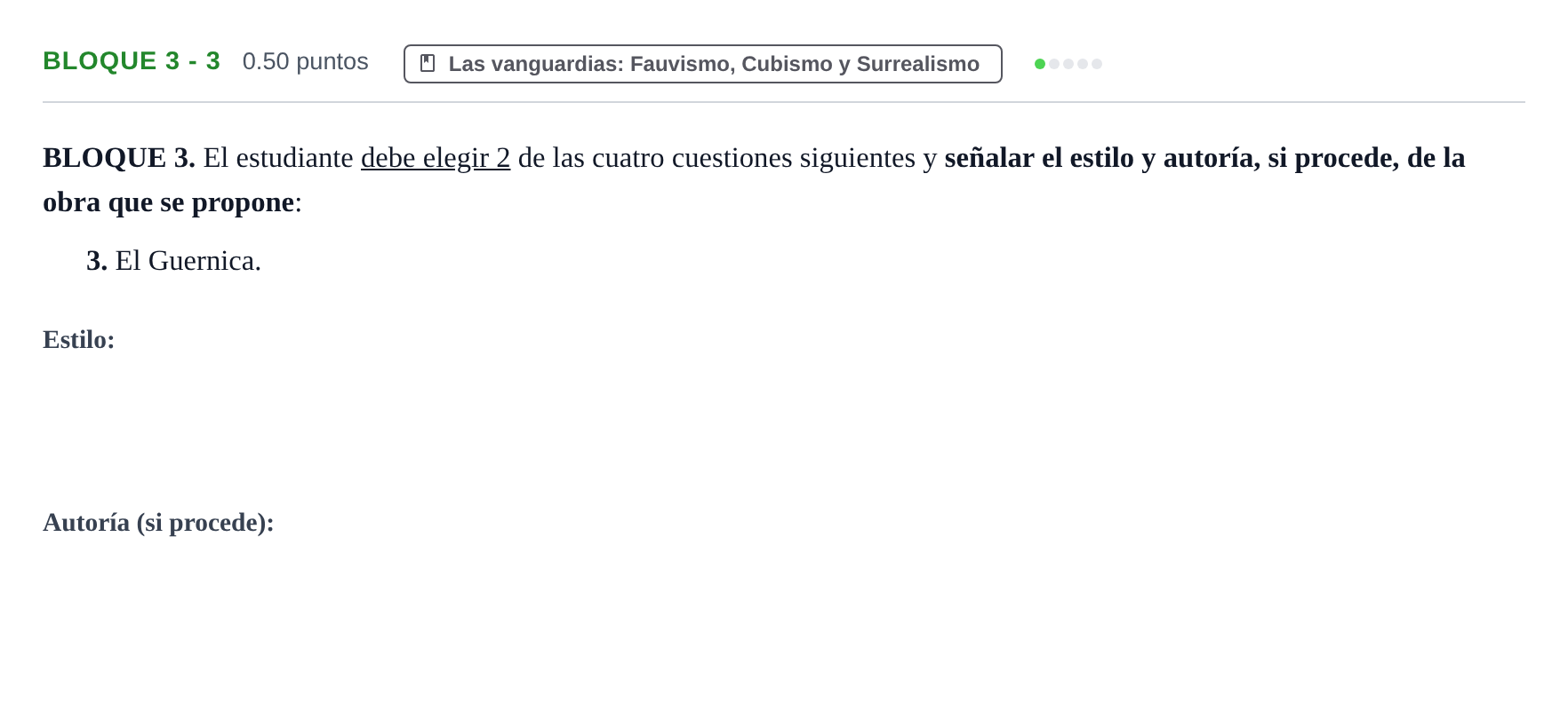 Enunciado: Bloque 3 - 3 · Historia del Arte PAU Extremadura Ordinaria 2024