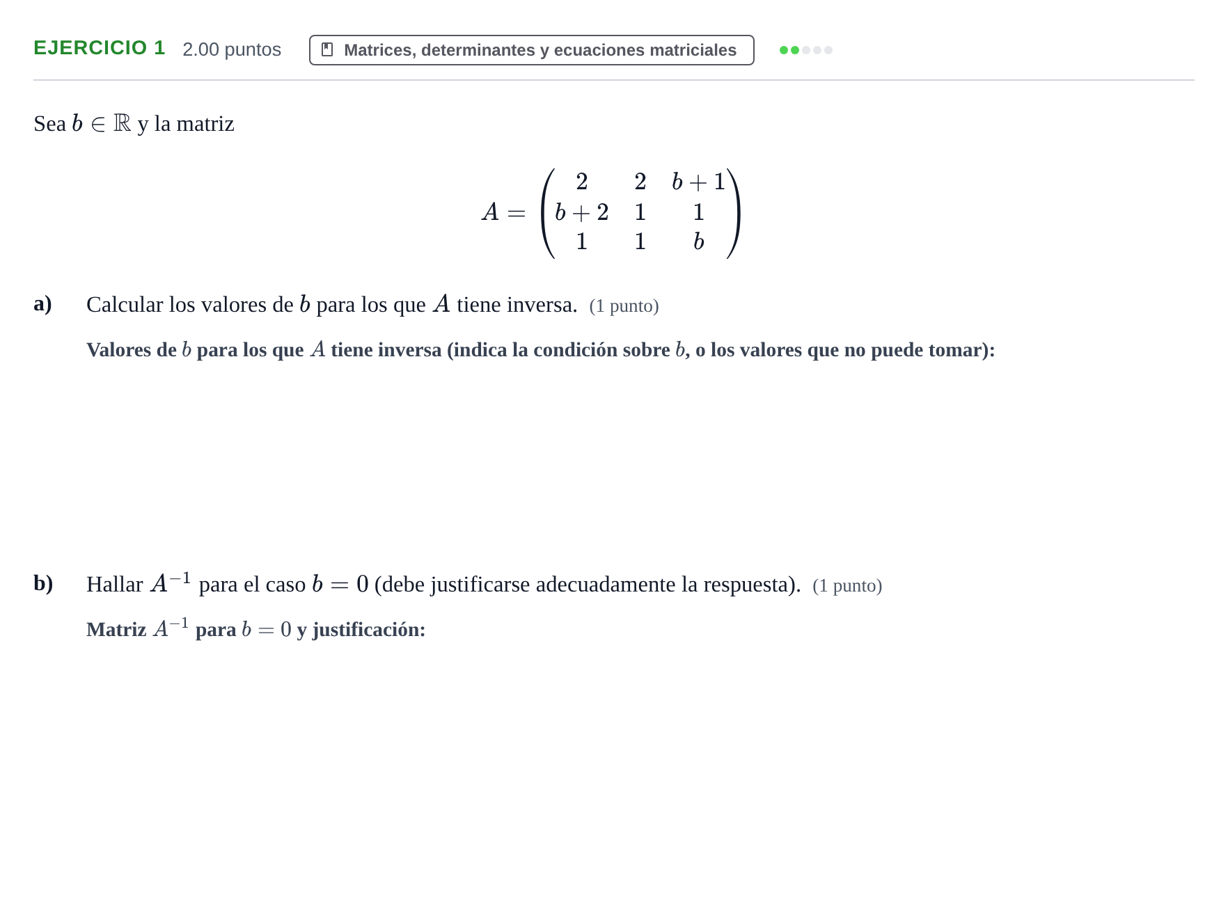 Enunciado: Problema 1 · Matemáticas II PAU Extremadura Ordinaria 2024