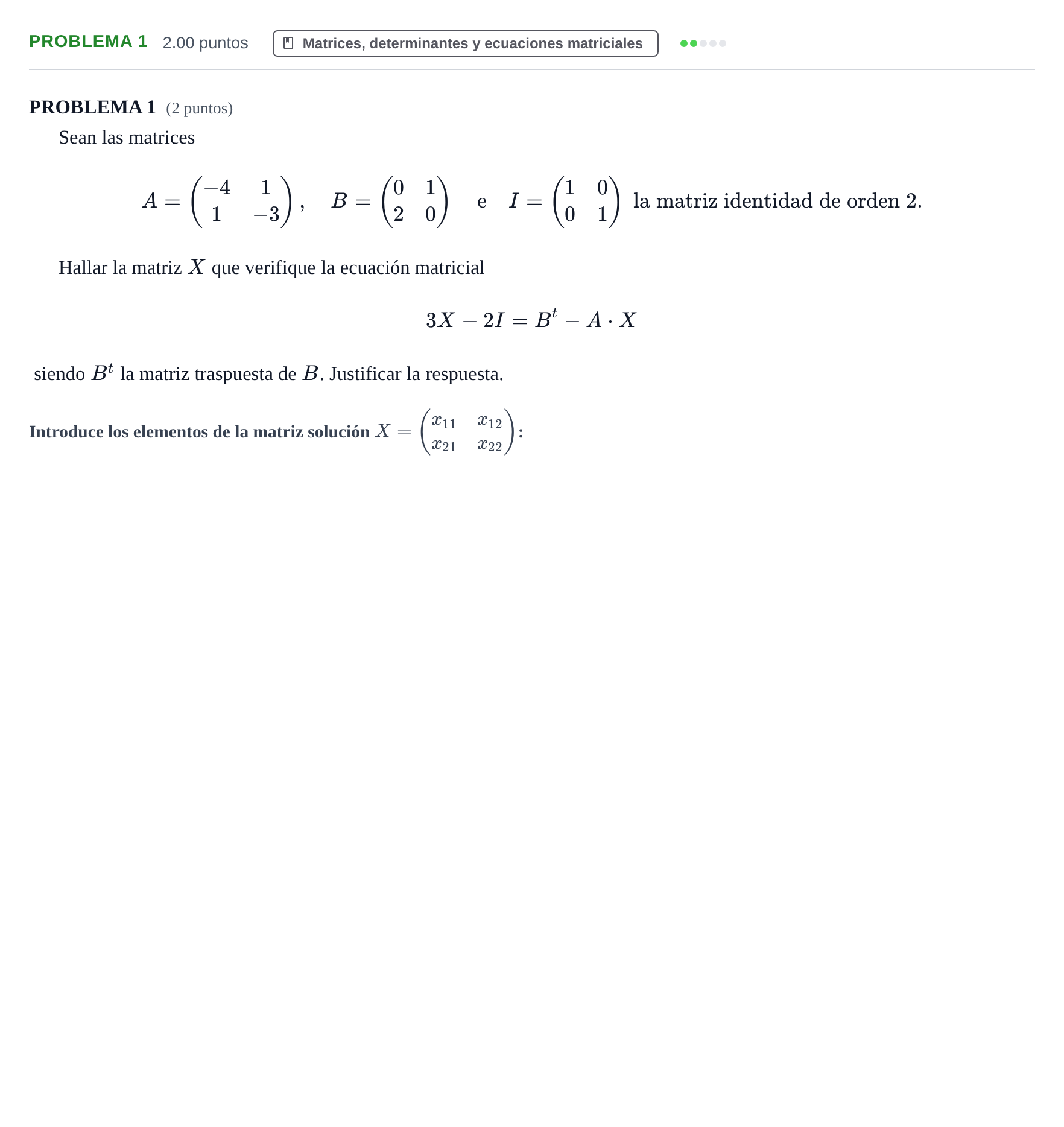 Enunciado: PROBLEMA 1 · Matemáticas aplicadas a las Ciencias Sociales II PAU Extremadura Ordinaria 2024
