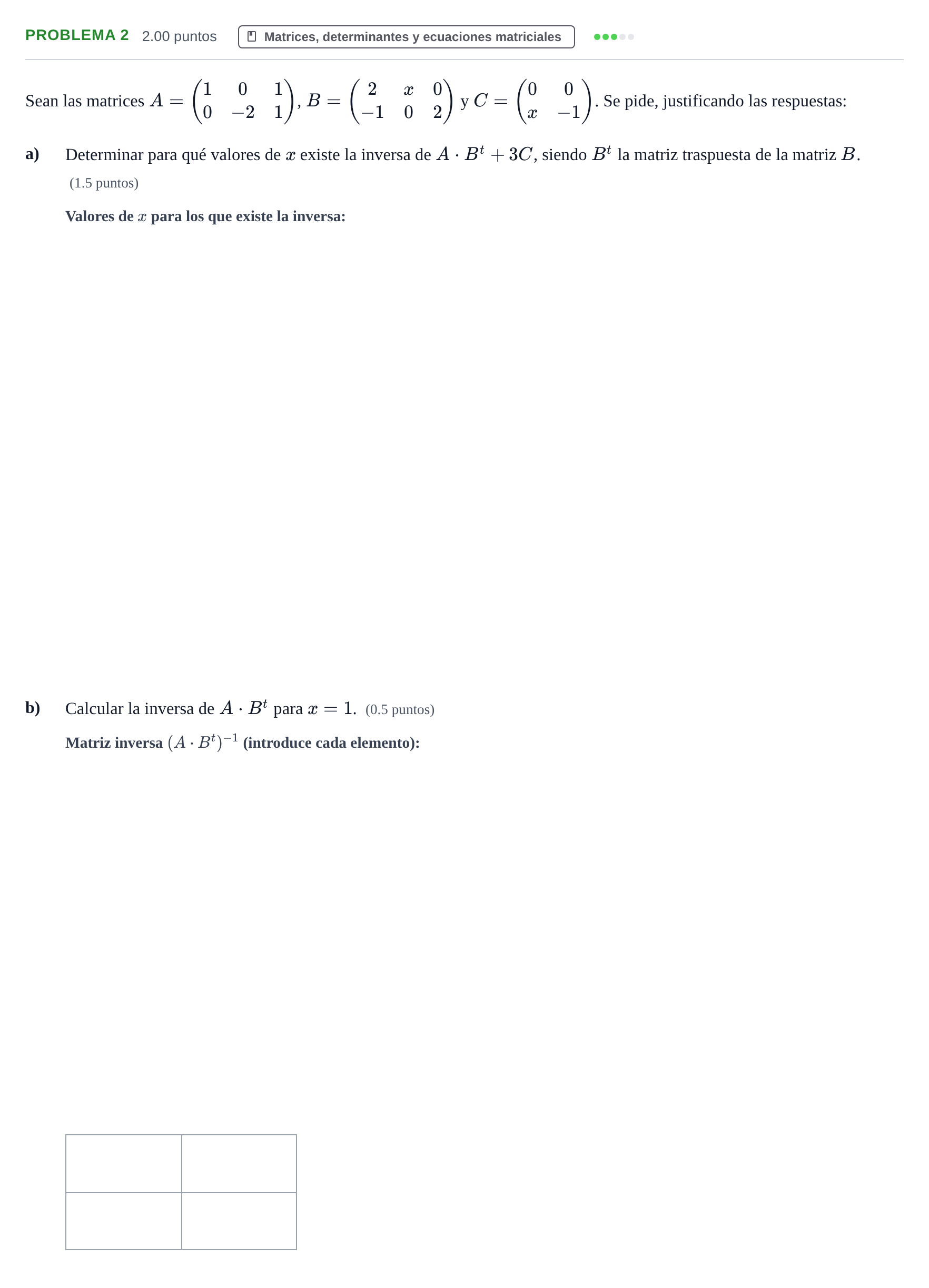 Enunciado: PROBLEMA 2 · Matemáticas aplicadas a las Ciencias Sociales II PAU Extremadura Ordinaria 2024