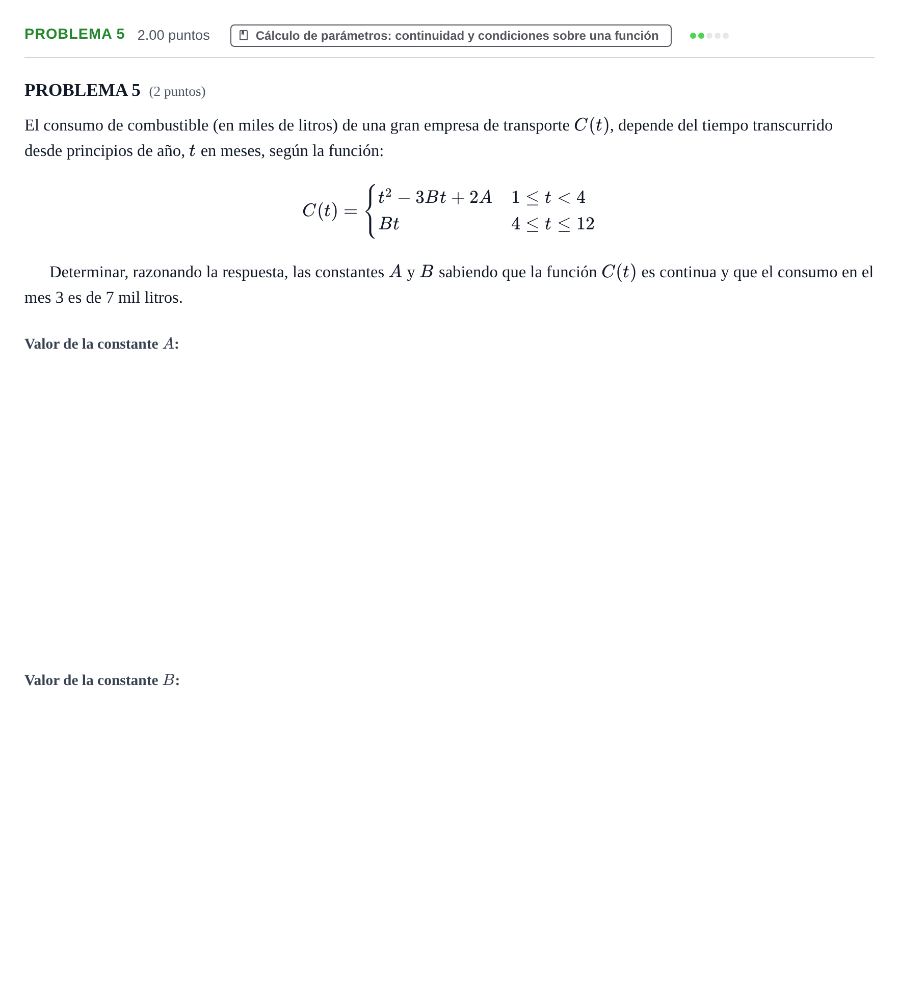 Enunciado: PROBLEMA 5 · Matemáticas aplicadas a las Ciencias Sociales II PAU Extremadura Ordinaria 2024