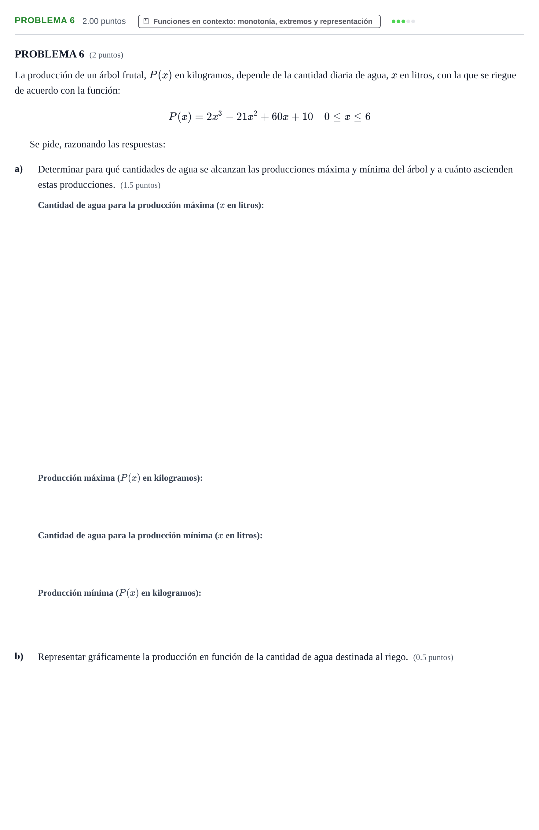Enunciado: PROBLEMA 6 · Matemáticas aplicadas a las Ciencias Sociales II PAU Extremadura Ordinaria 2024