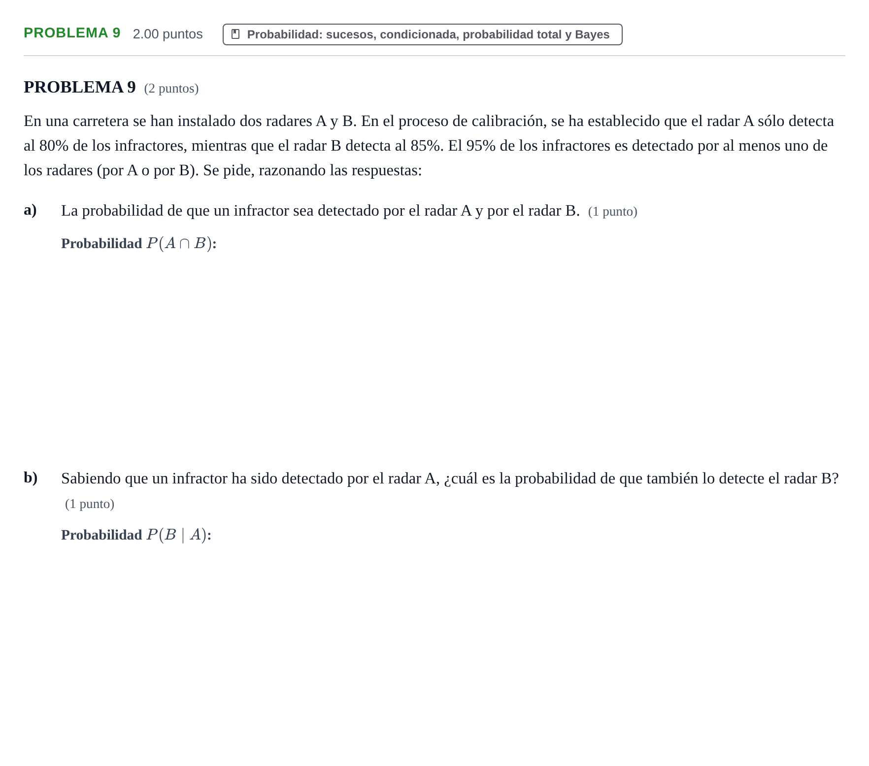 Enunciado: PROBLEMA 9 · Matemáticas aplicadas a las Ciencias Sociales II PAU Extremadura Ordinaria 2024
