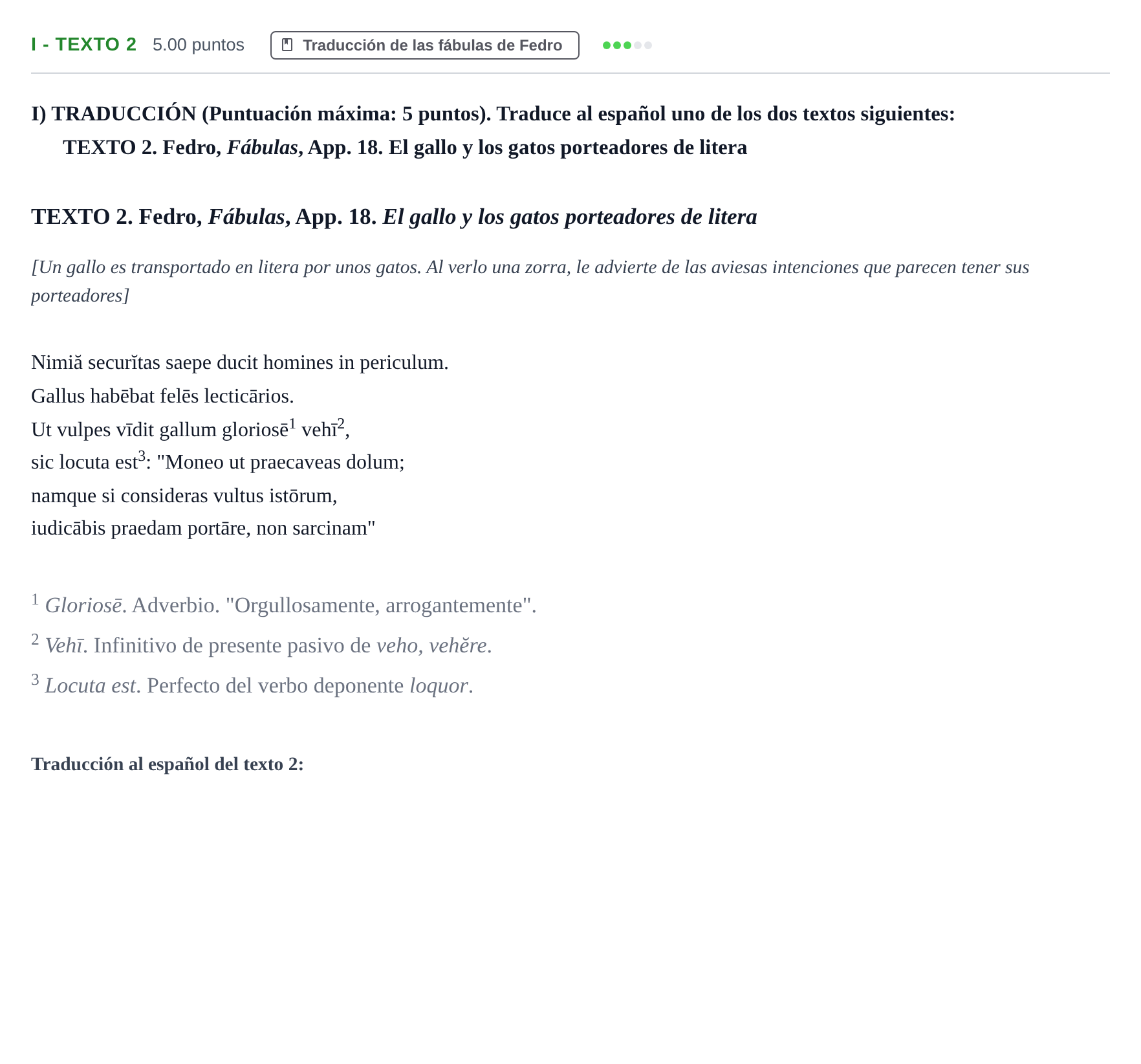 Enunciado: Ejercicio I - Texto 2 · Latín II PAU Extremadura Ordinaria 2024