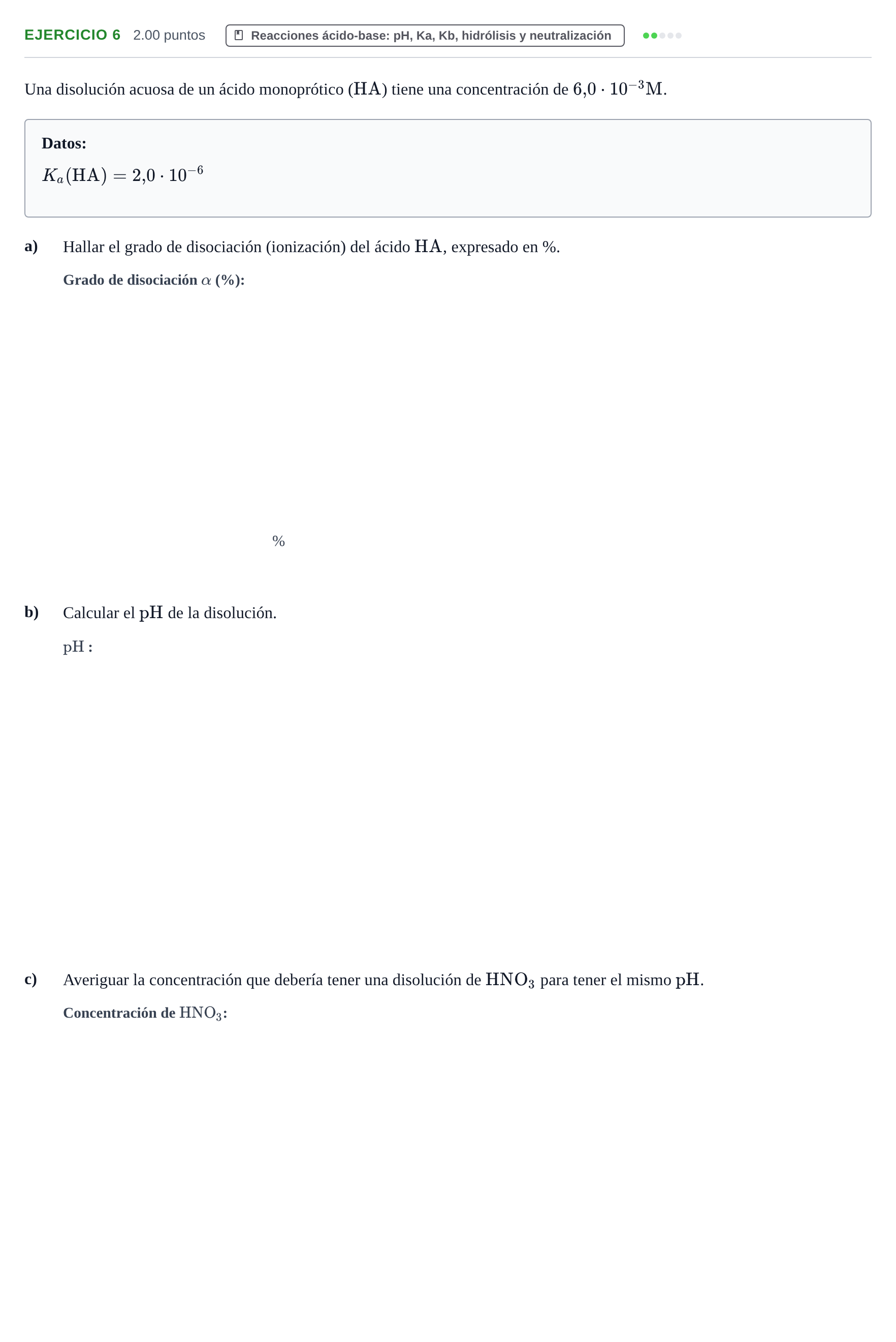 Enunciado: Problema 6 · Química PAU Extremadura Ordinaria 2024