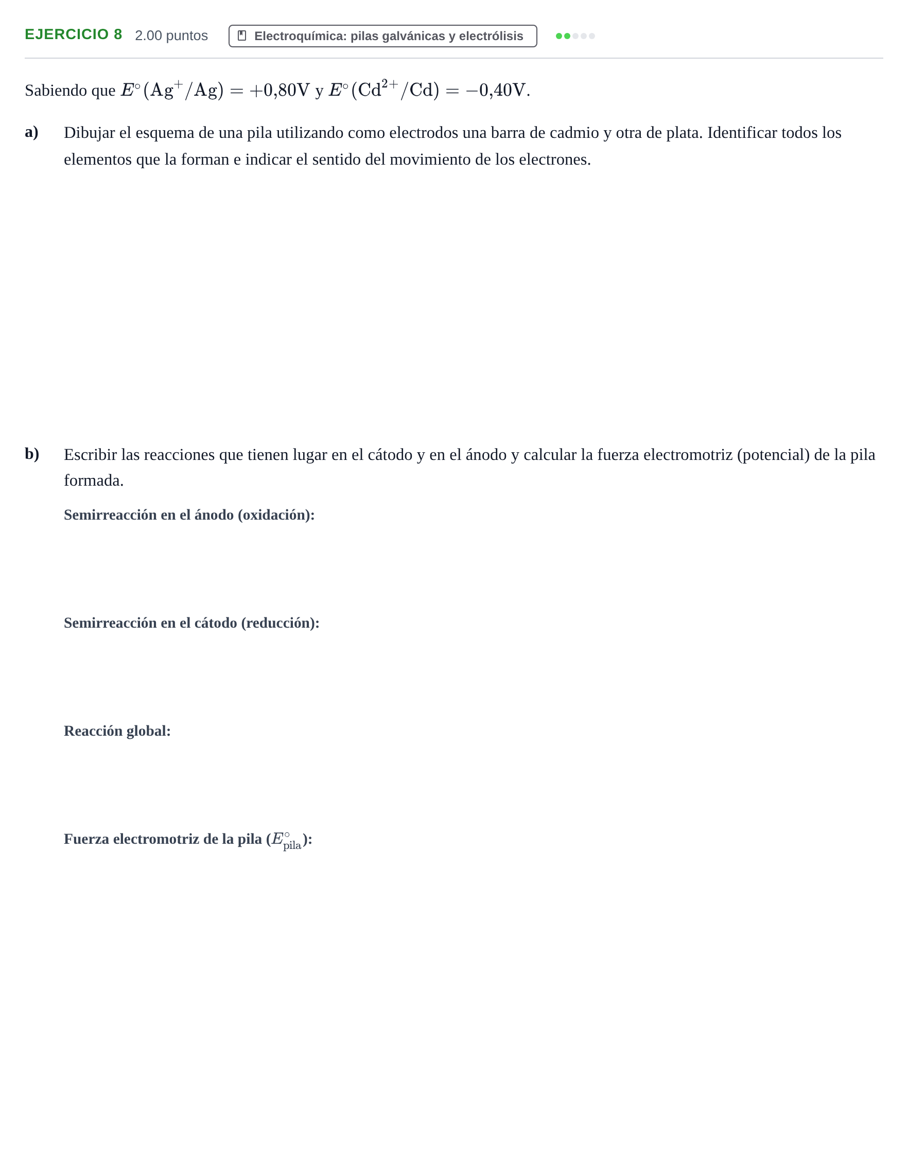 Enunciado: Problema 8 · Química PAU Extremadura Ordinaria 2024