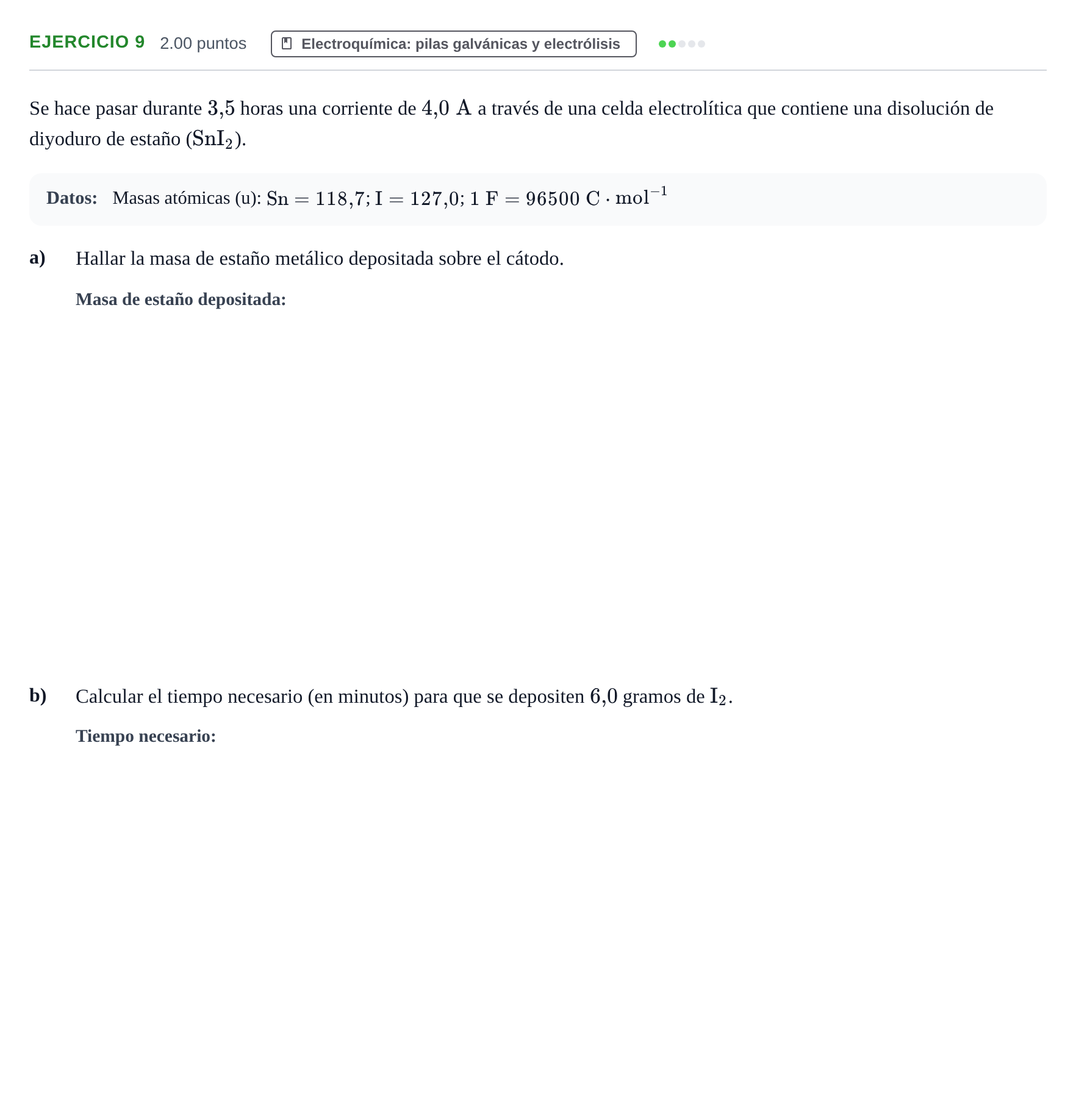 Enunciado: Problema 9 · Química PAU Extremadura Ordinaria 2024