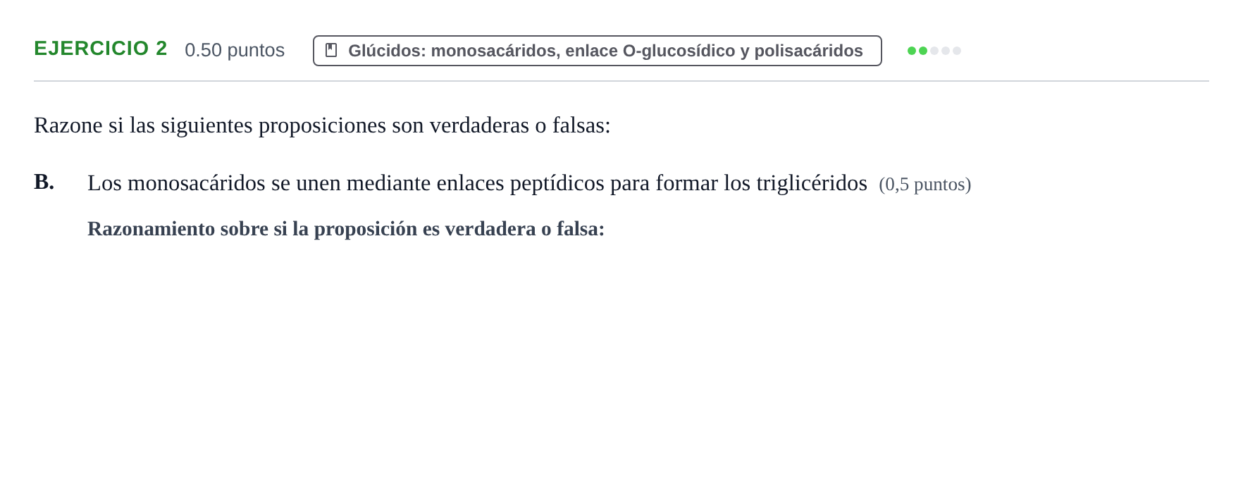 Enunciado: Ejercicio 2 - Glúcidos · Biología PAU Extremadura Extraordinaria 2024