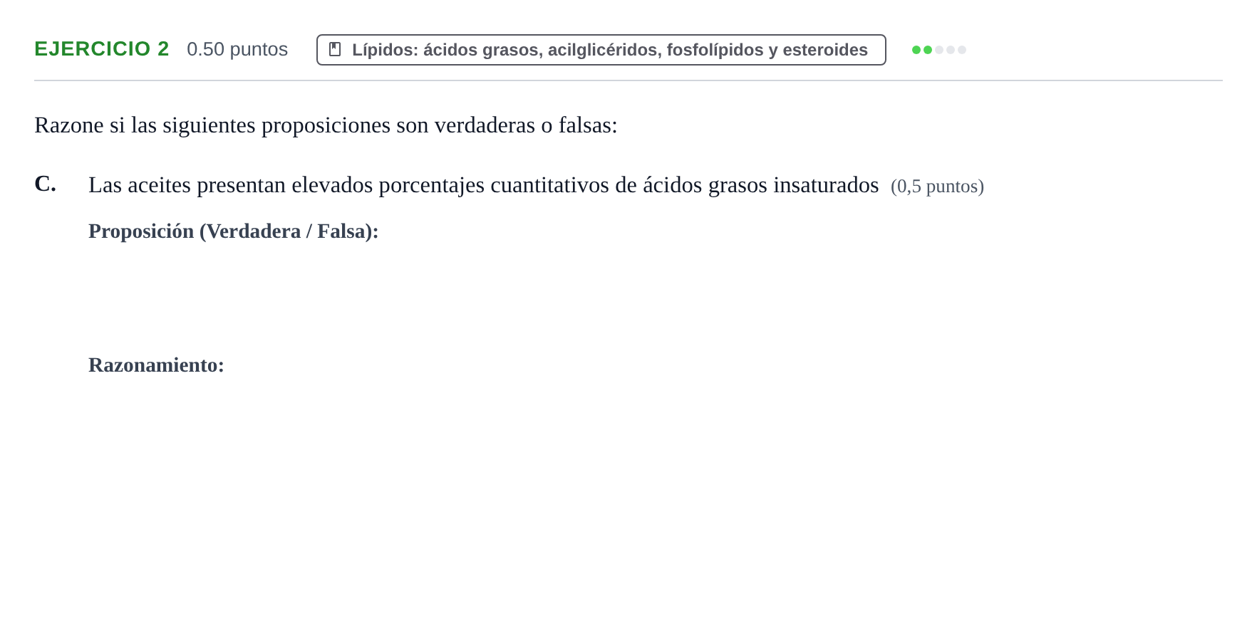Enunciado: Ejercicio 2 - Lípidos · Biología PAU Extremadura Extraordinaria 2024
