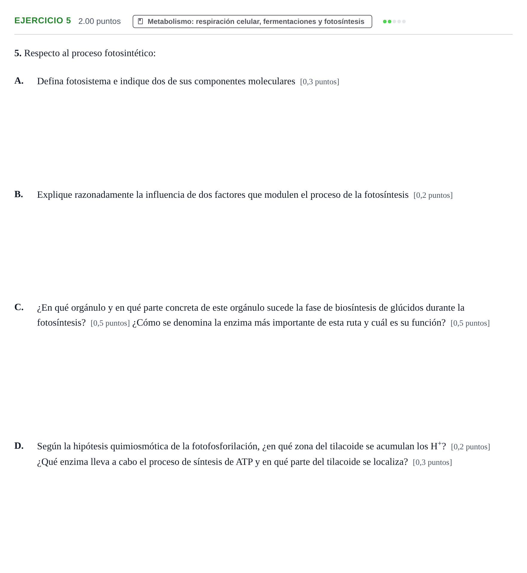 Enunciado: Problema 5 · Biología PAU Extremadura Extraordinaria 2024