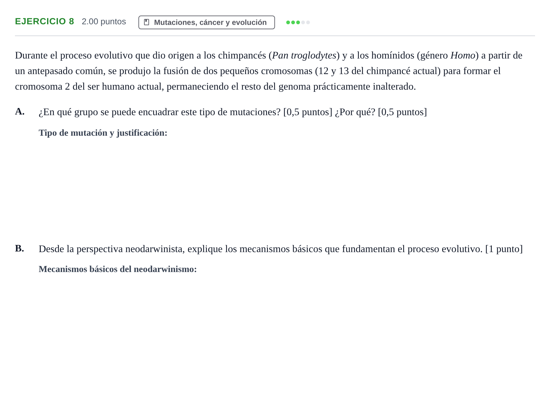 Enunciado: Problema 8 · Biología PAU Extremadura Extraordinaria 2024